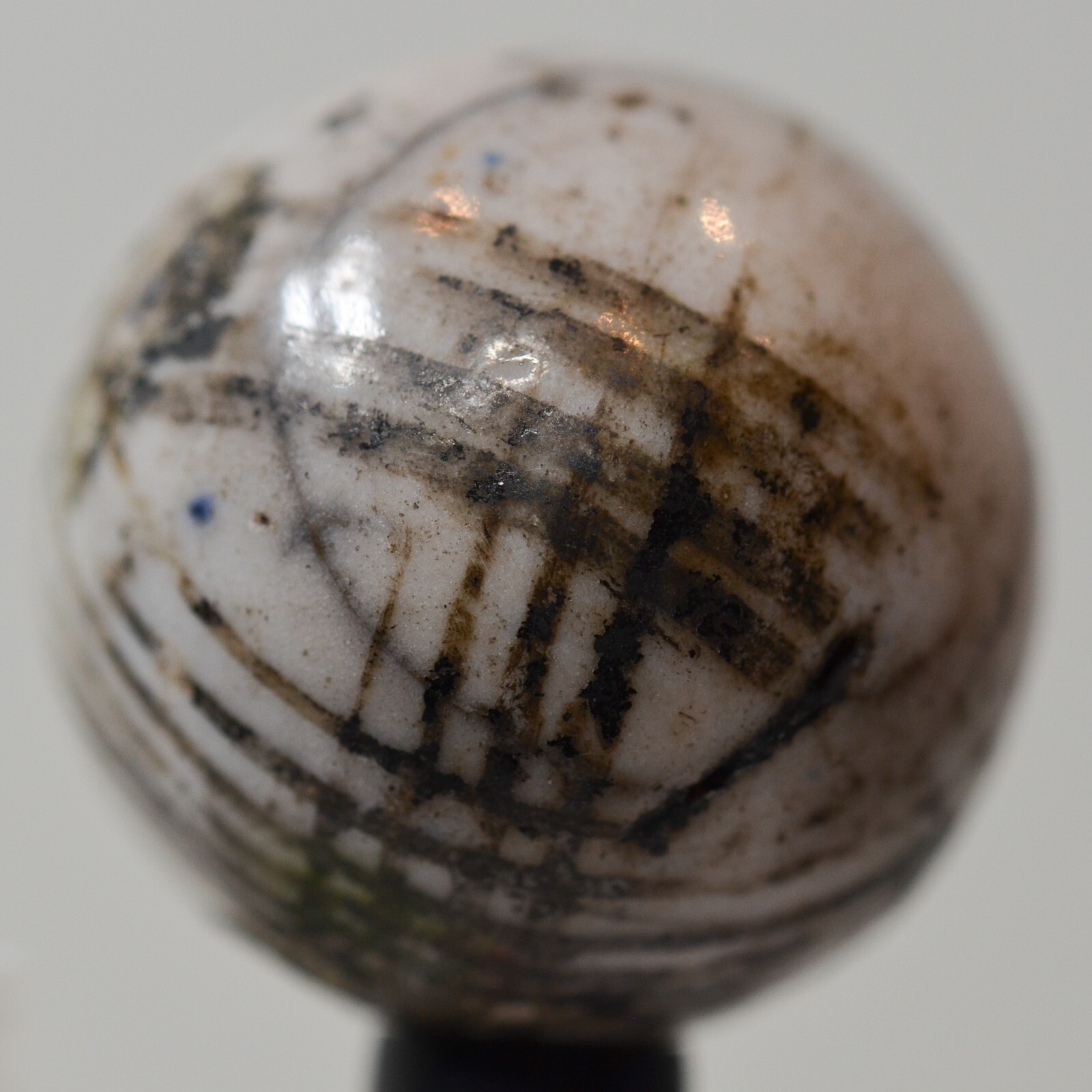Large Handmade Lined Glazed China Marble, 1 in, Mint, Germany, S1482