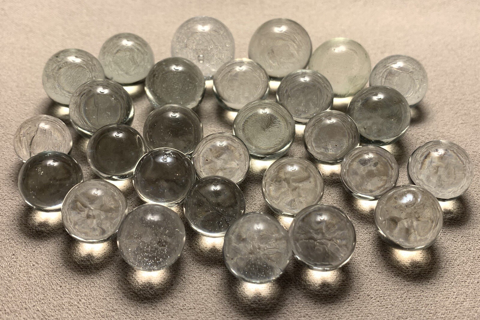 Vtg Clear Ice Glass Toy Marble 28pc Job Lot With Bubbles 0.529” 0.620” 0.761”