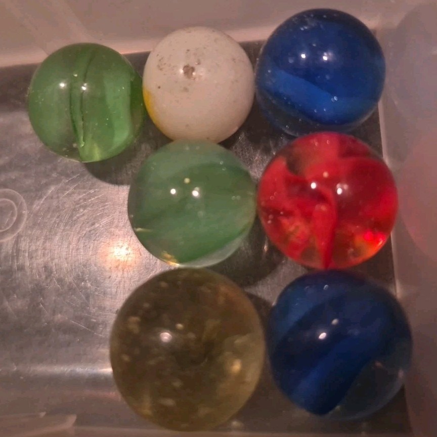 7pc Super Glow UV Reactive Marble Lot Uranium Selenium Cadmium Glass