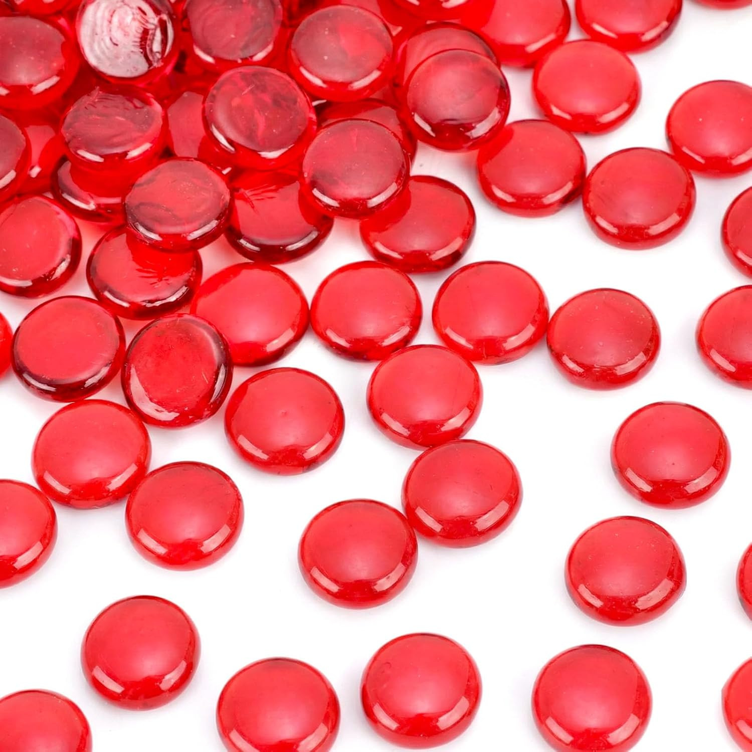 1LB Red Glass Beads, Flat Glass Marbles Burgundy Pebbles Marbles for Vases Decor