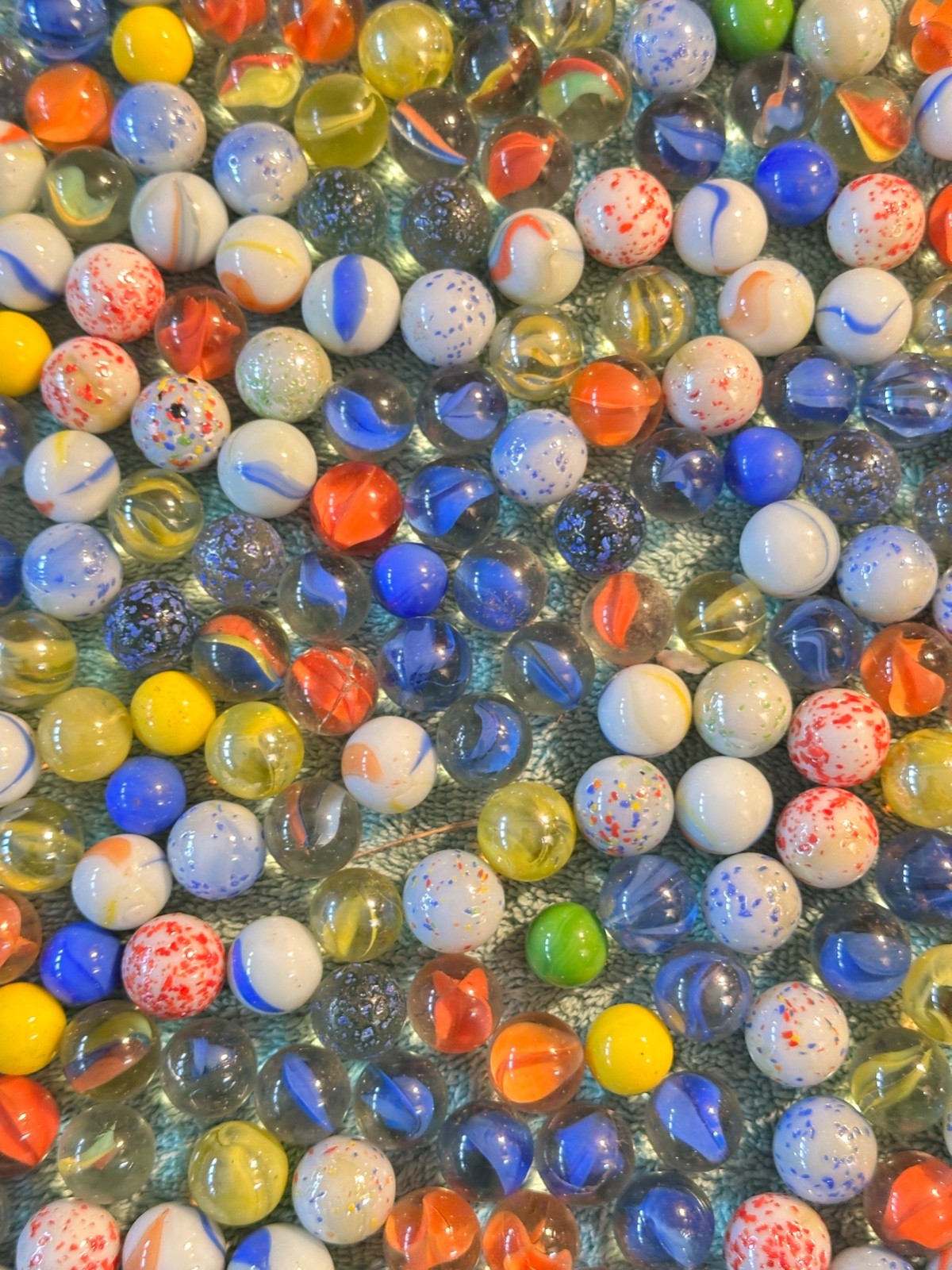 Vintage Lot of Glass Marbles 3.4 Pounds Shooters Speckles Multi Colored
