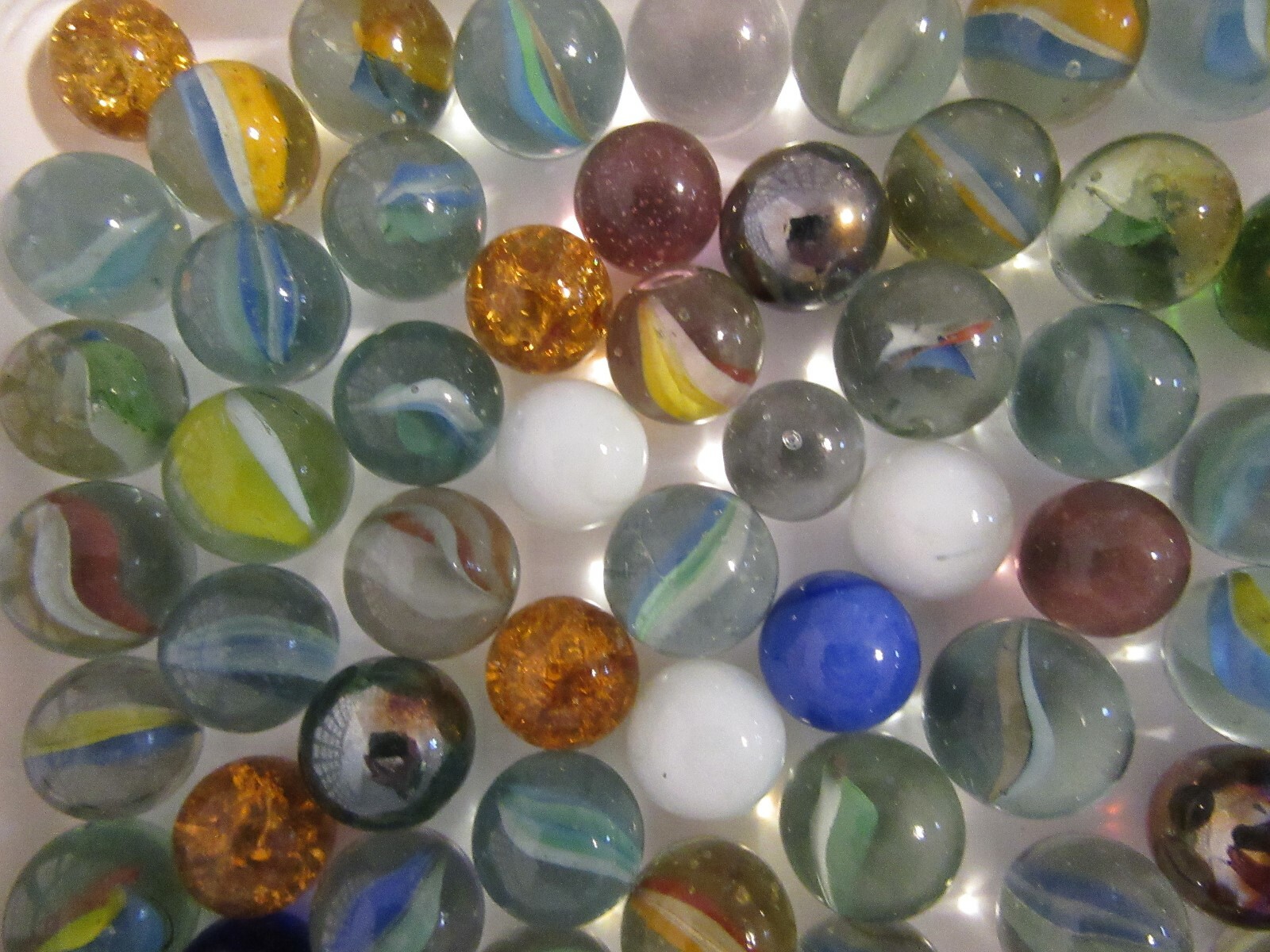 Lot of 109 Assorted Marbles Various Sizes