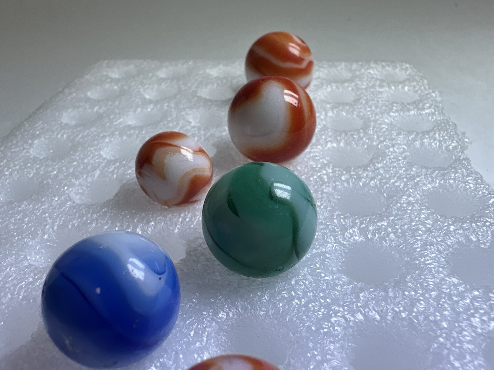 350 Lot Of 6 Vintage Alley Agate Swirl Marbles! .535-.735”