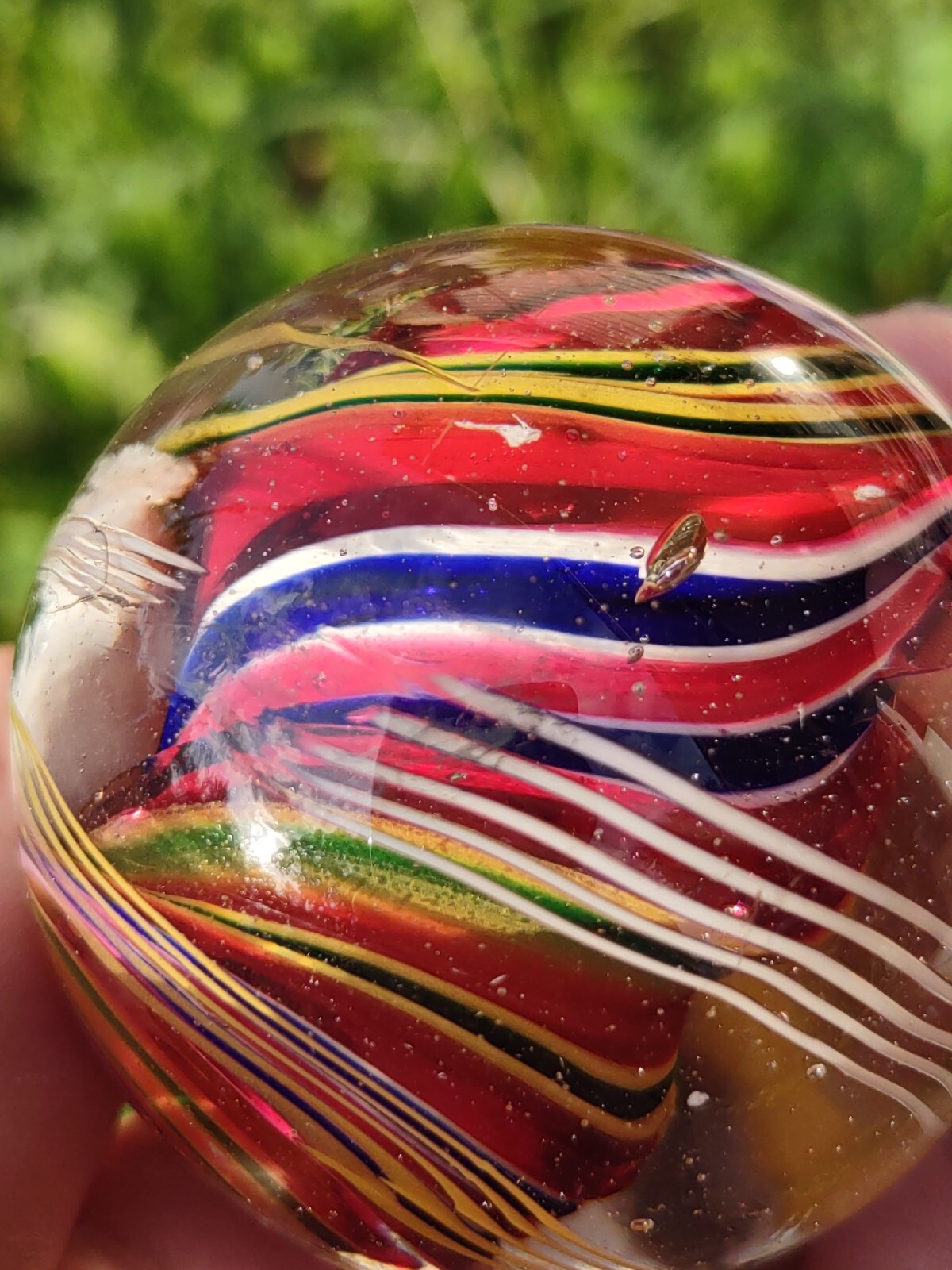 Beautiful 1.88″ LG Divided Swirl Glass Polished Handmade GERMAN ? Marbles