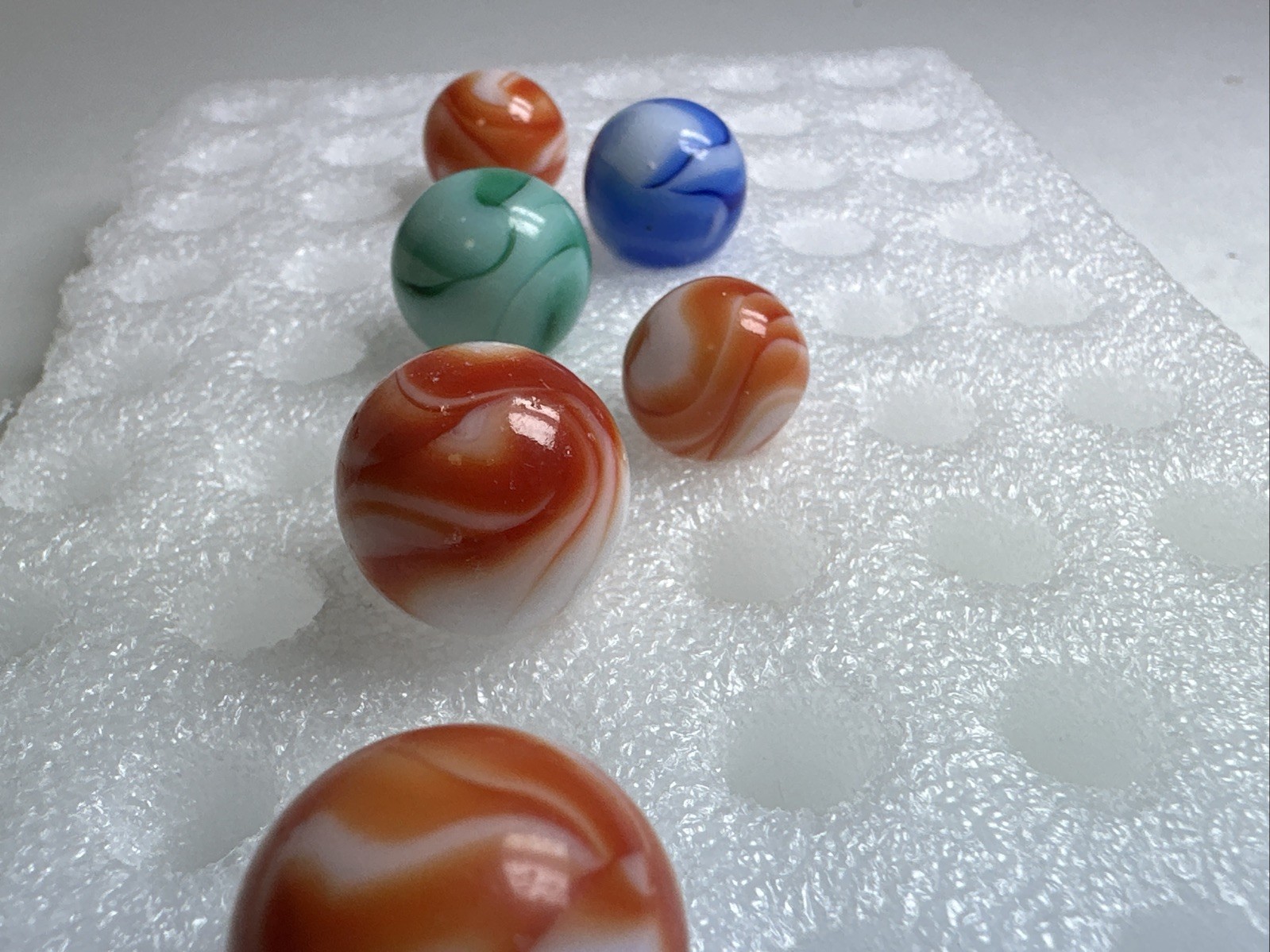 350 Lot Of 6 Vintage Alley Agate Swirl Marbles! .535-.735”