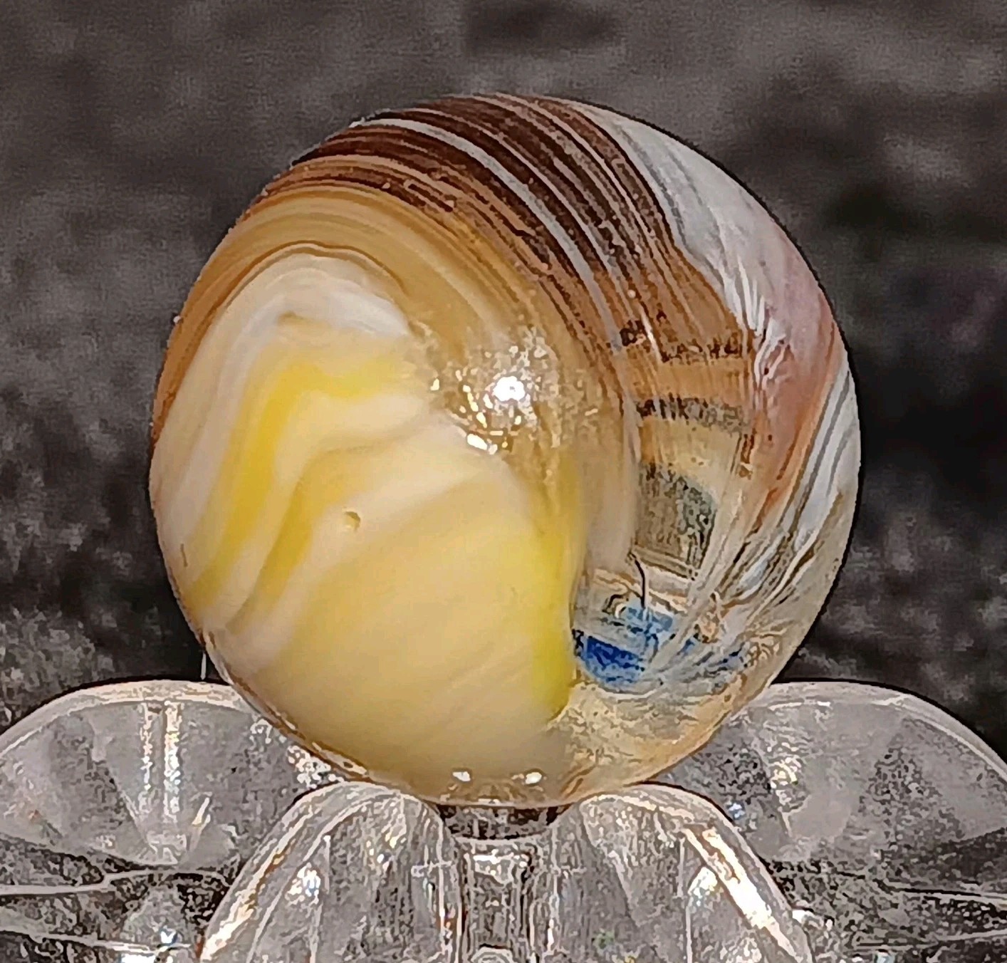 Vintage Master Marble / Master Glass “HYBRID BRUSHED PATCH” Marble. .60″ Mint.