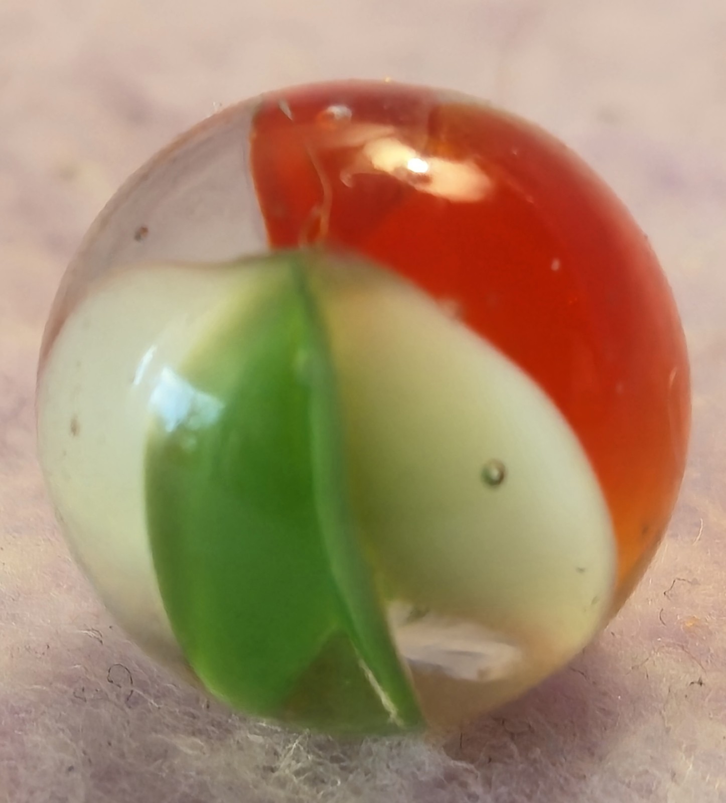 Rare Vintage 6 Vein Vane Cross Through Peewee Glass Marble .46″ Nice Pee wee