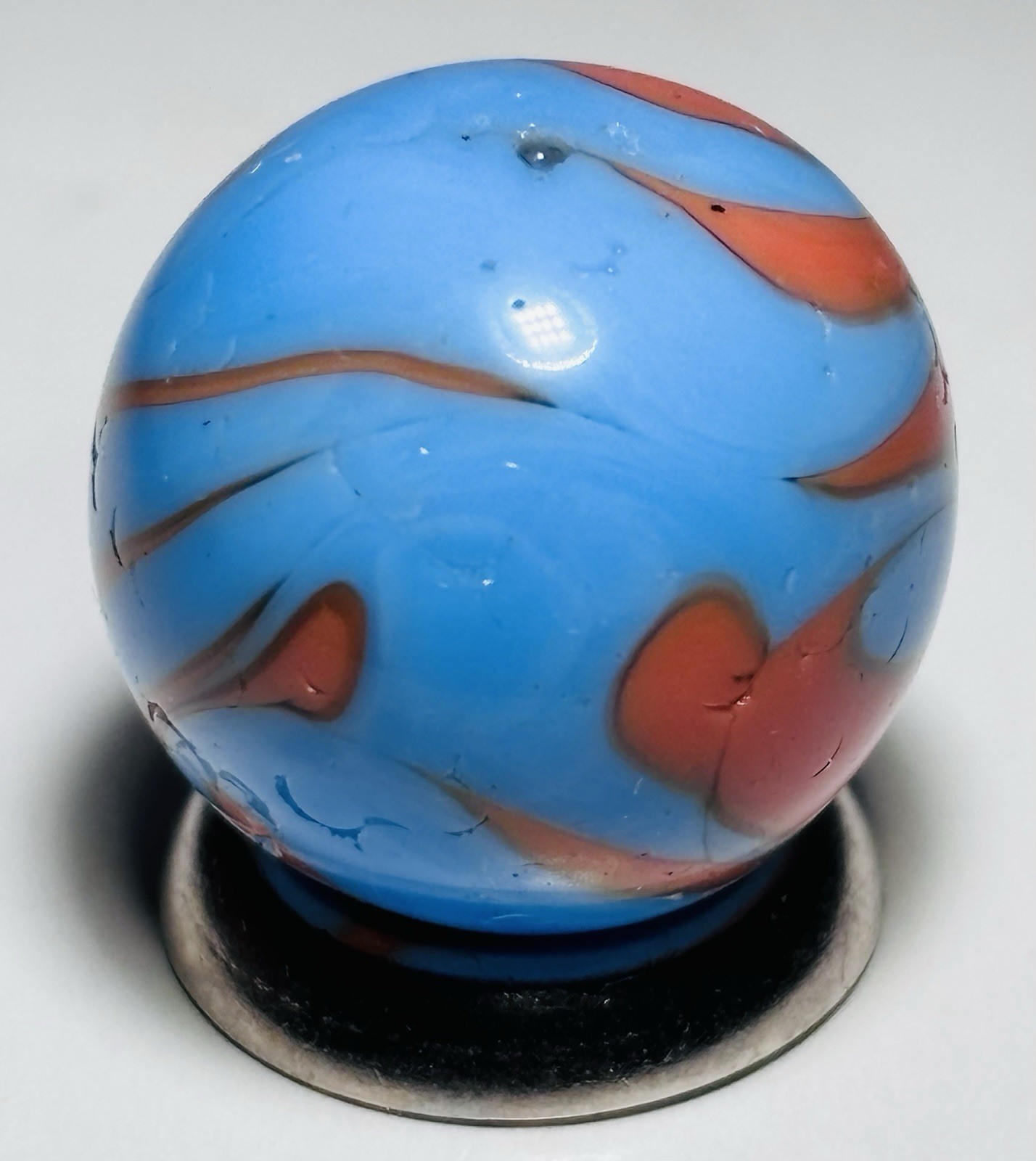 Christensen Agate Co Two Color Flame Swirl Marble.67” In Near Mint- Condition
