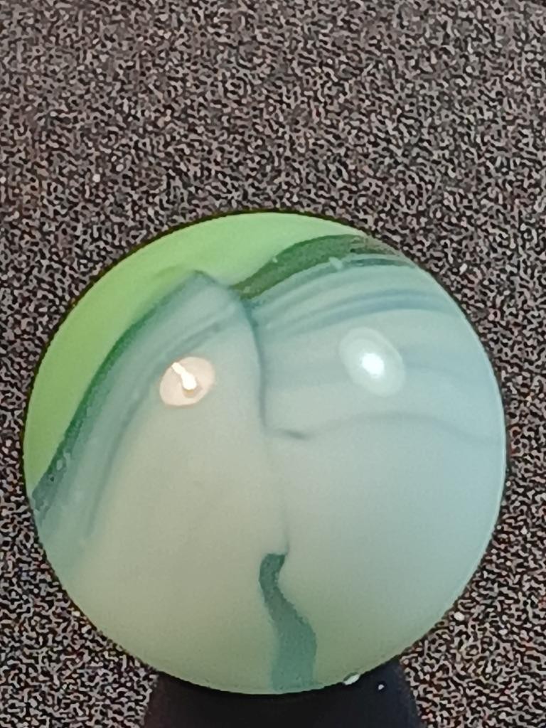 5/8″ Vitro Agate Celadon Patch Wispy White on Clear NM Serious Marble A704