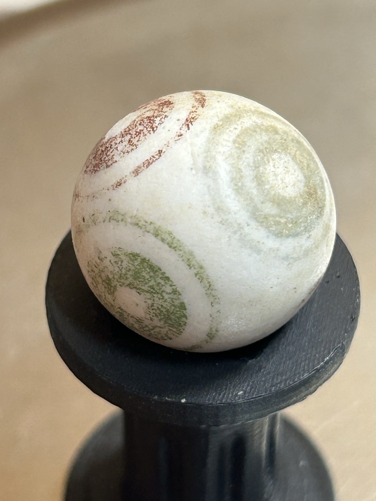 Antique German Handmade Unglazed Bullseye Painted .77 Inch Shooter China Marble