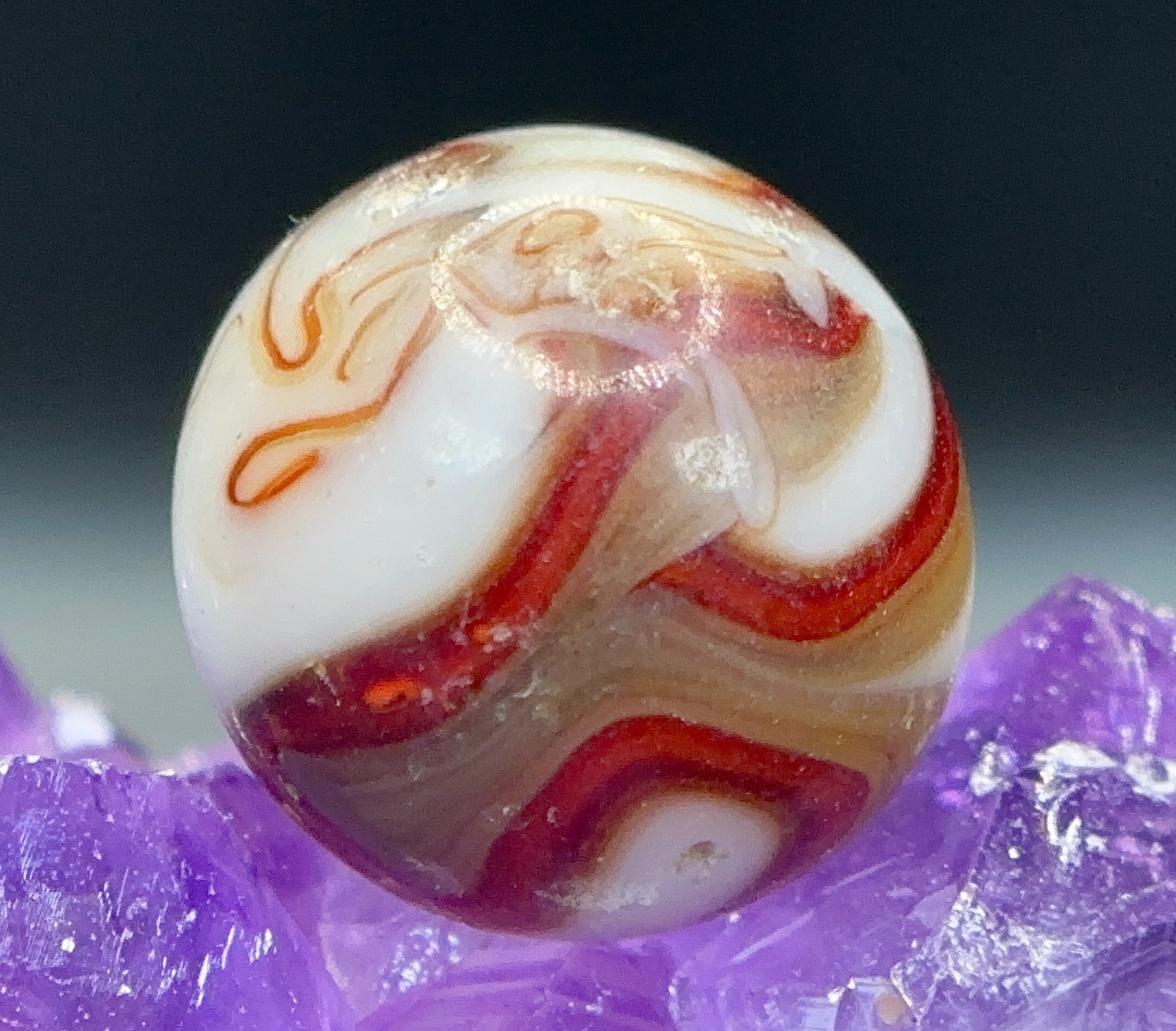 Vintage CAC Christensen or Alley Agate DRIZZLE Swirl Marble – .67″ Good w/Wear!