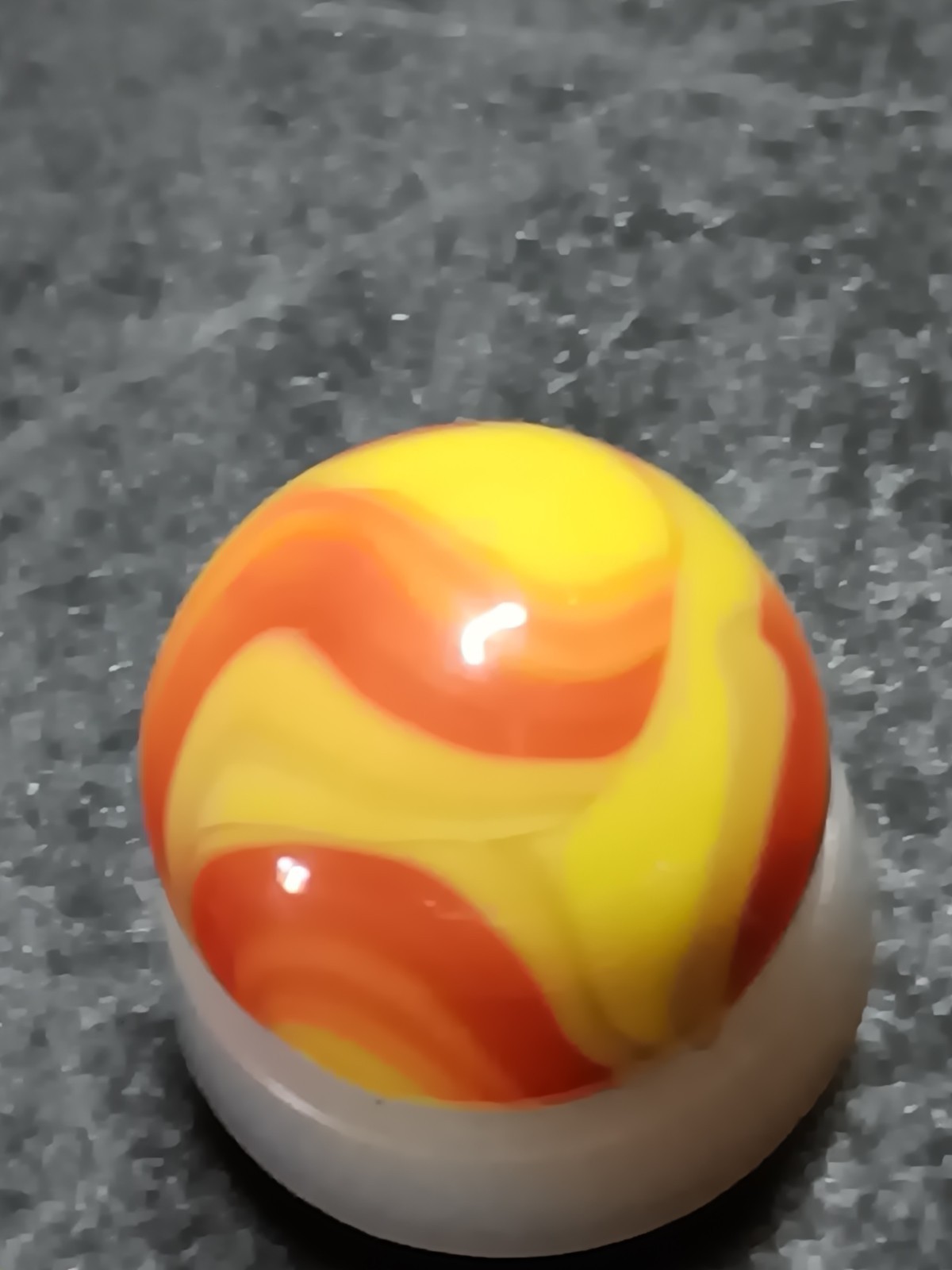 Vintage C A C Swirl Machine Made Toy Marble Yellow Orange swirl Pattern Used