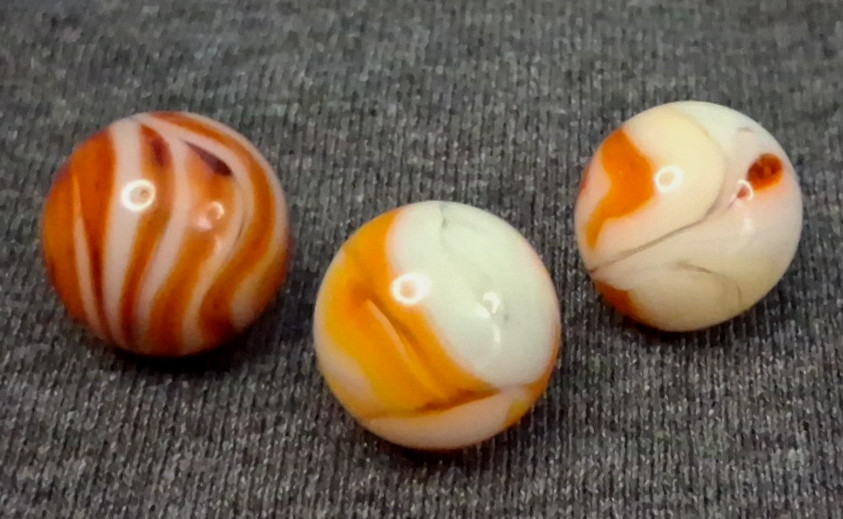 Vintage Alley Agate Set Of 3 Swirl Marbles 5/8″ All Mint Condition 526025