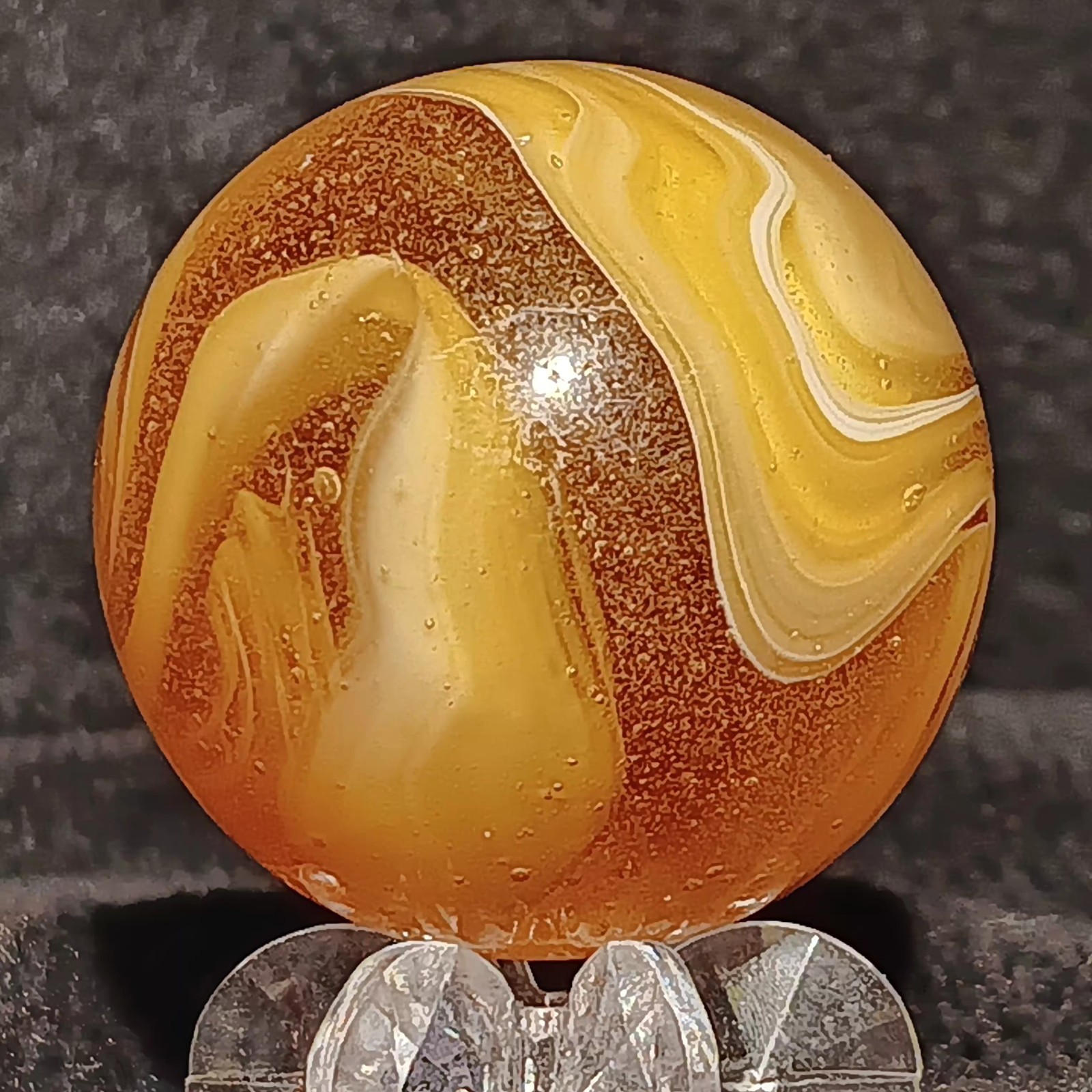 Xtra Large M.F. Christensen Slag Marble. 1.21″ Wet Mint. Htf Transitional. Wow