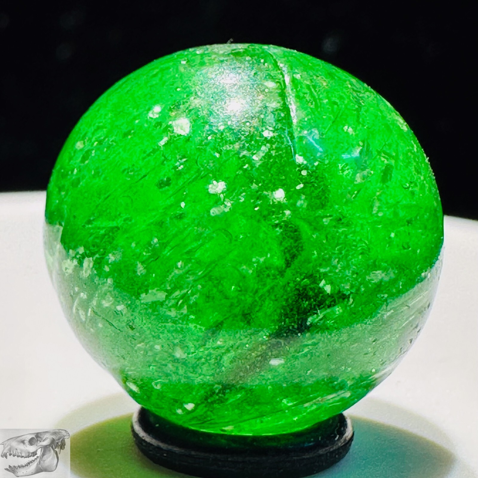 Handmade Green Mica Marble, 11/16 inch, Near Mint, 1860-1920, Germany, S835