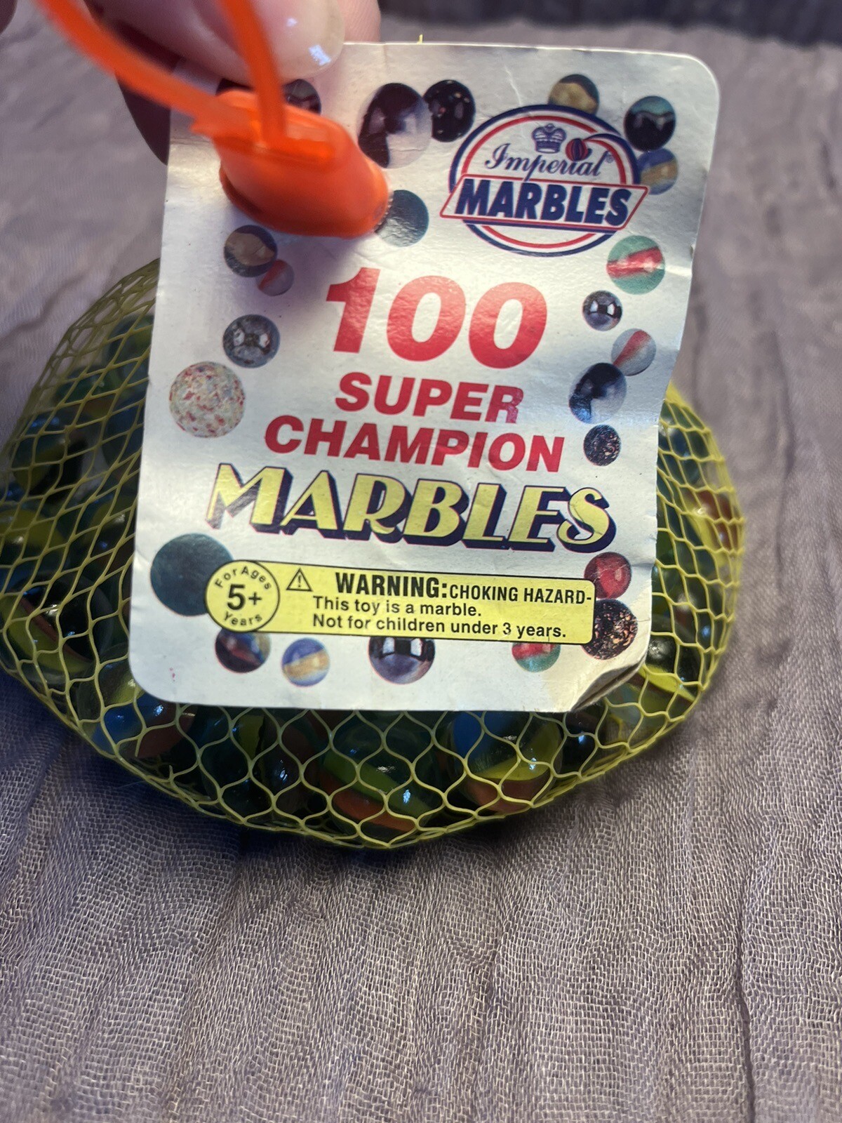 1998 Imperial Marbles Super Champion New 100 Count Mesh Bag Glass Swirl.