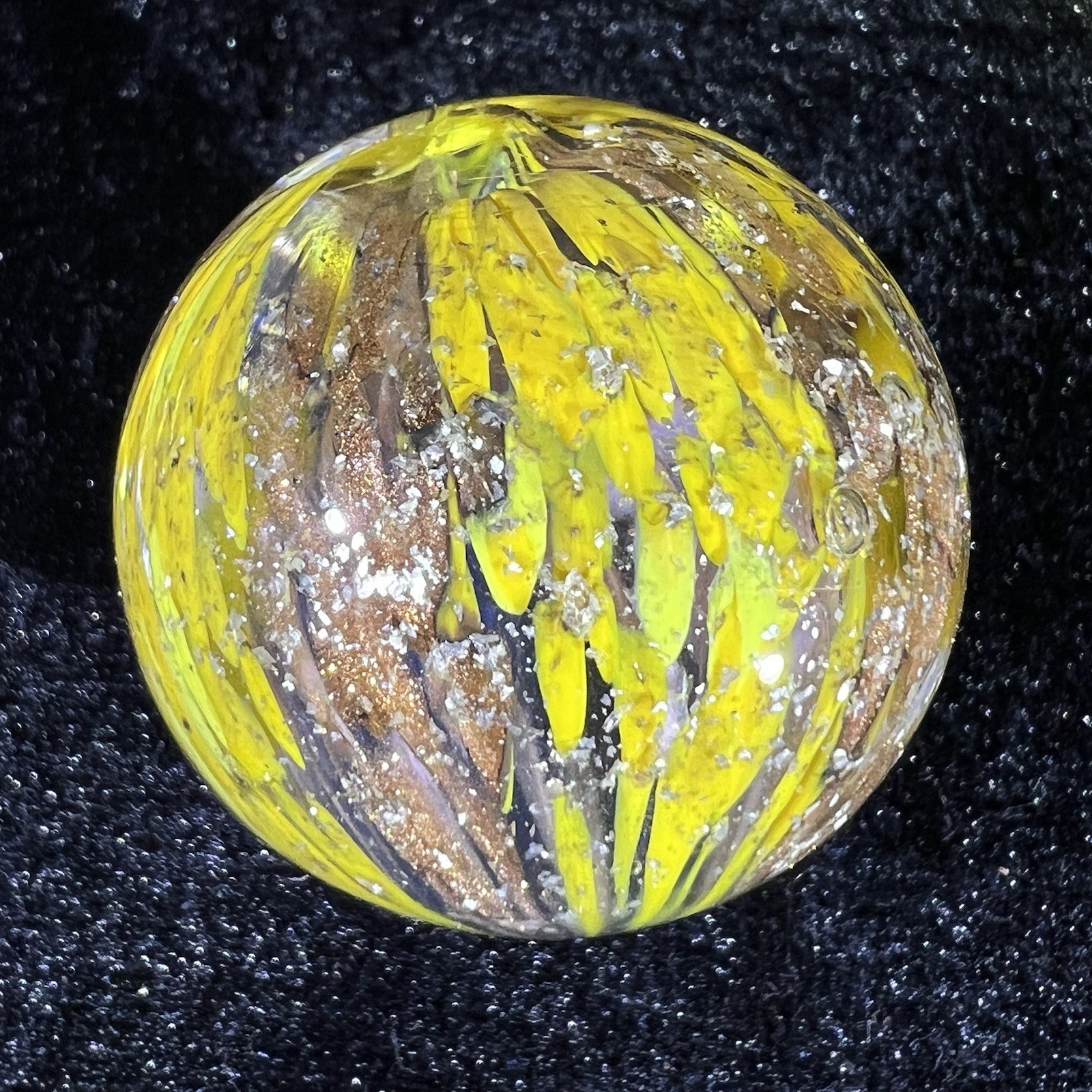 1 1/2” Chuck Stafford Furnace Aventurine / Mica Marble Signed CS
