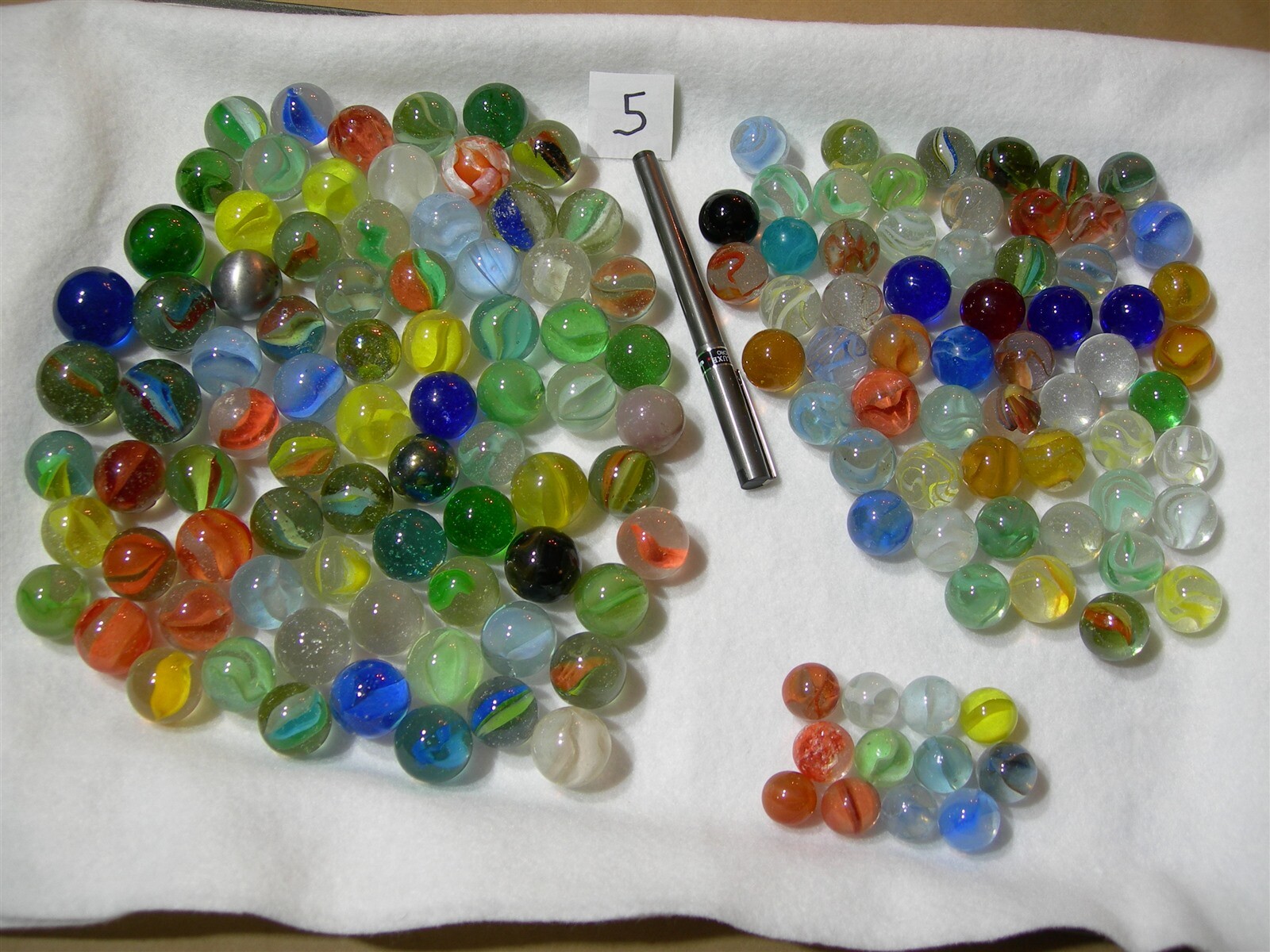Lot #5 – 150 shooters swirl, misc. marbles
