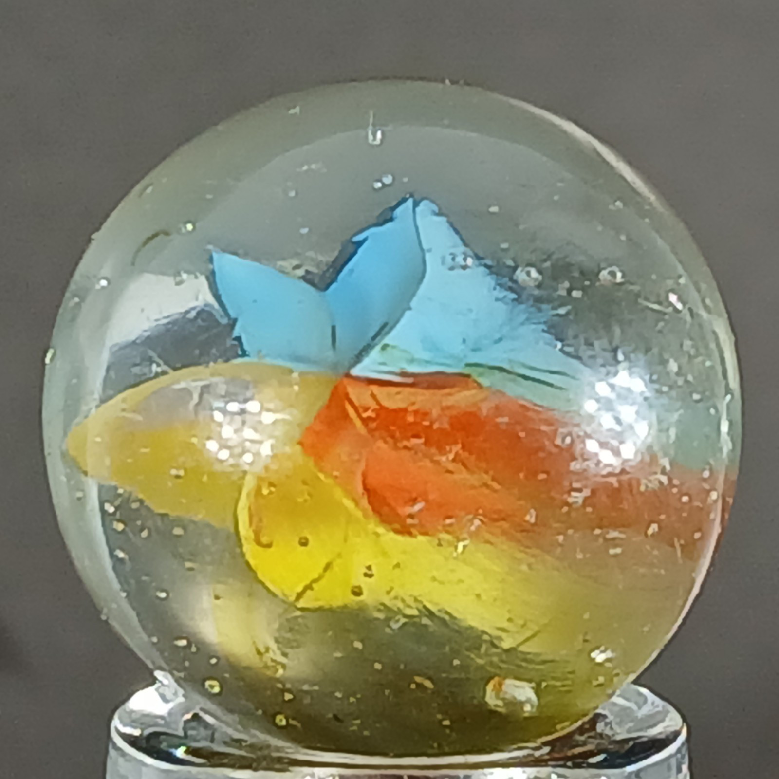 Vintage Tri-Color Hybrid Cat’s Eye Marble .59 Inches Near-Mint Condition