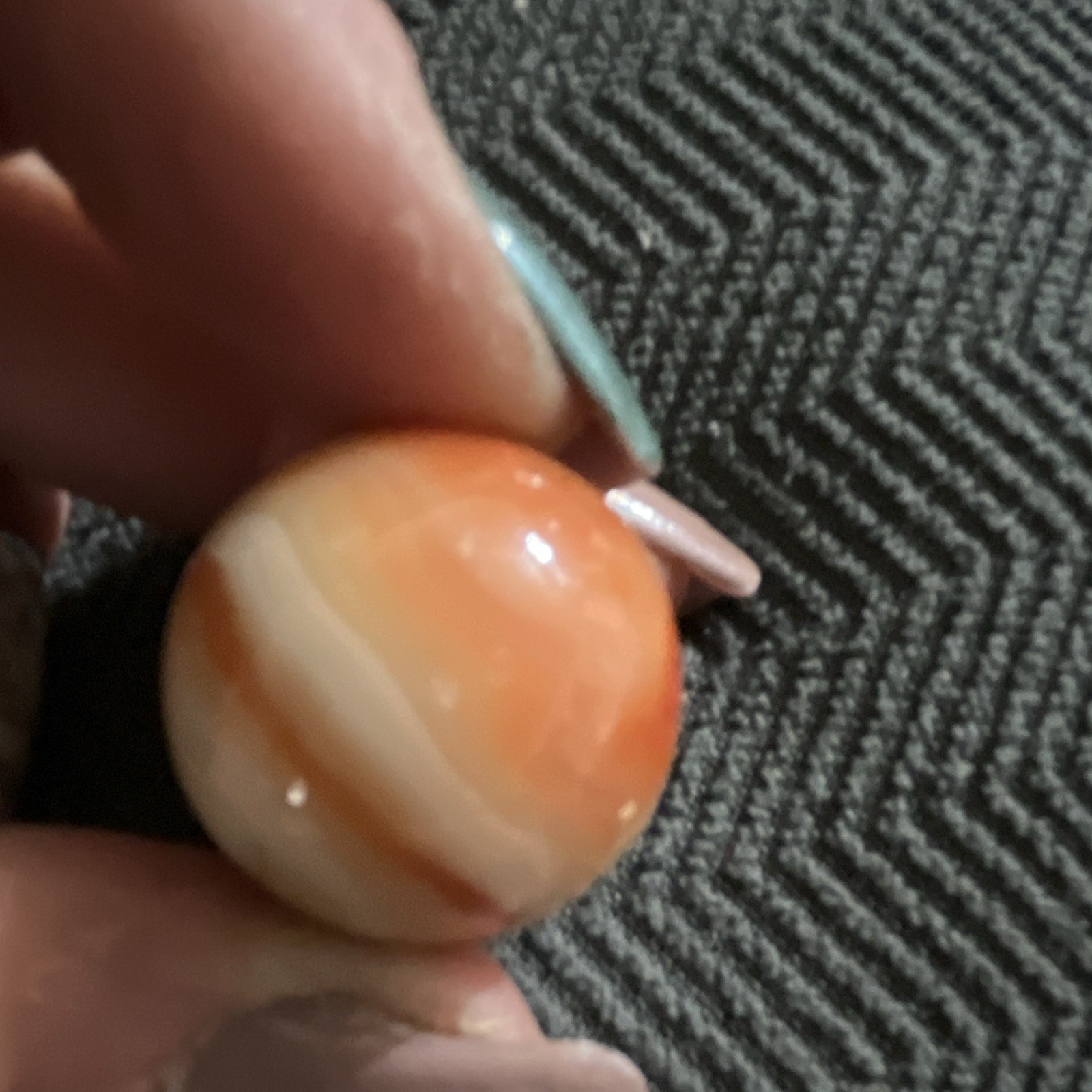 Orange & White Swirl Glass Toy Marble, Machine Made, Age 17 Years & Up