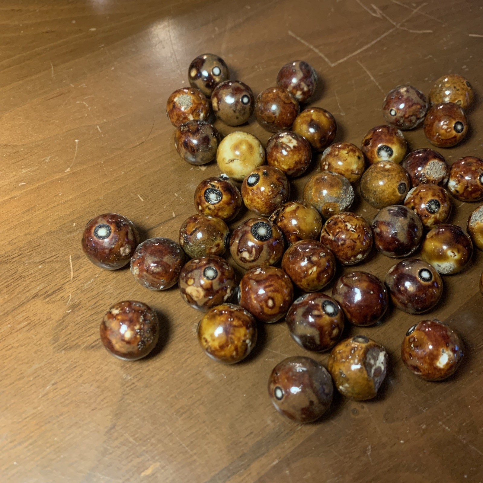 Vintage Bennington Marbles Lot of 50 Brown Salt And Glaze 1 Shooter