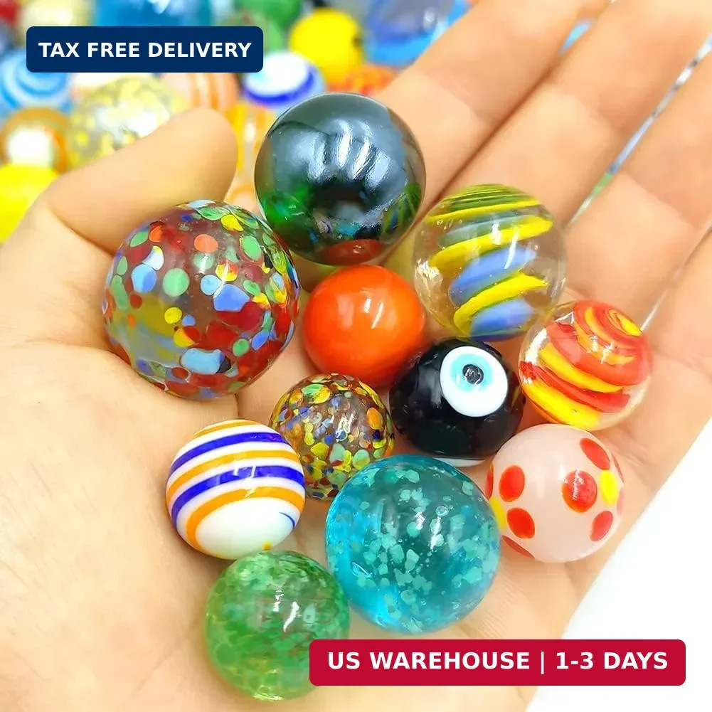 DSHMIXIA 71pcs Assorted Marbles for Kids Handmade Big and Small Glass Marbles Bu