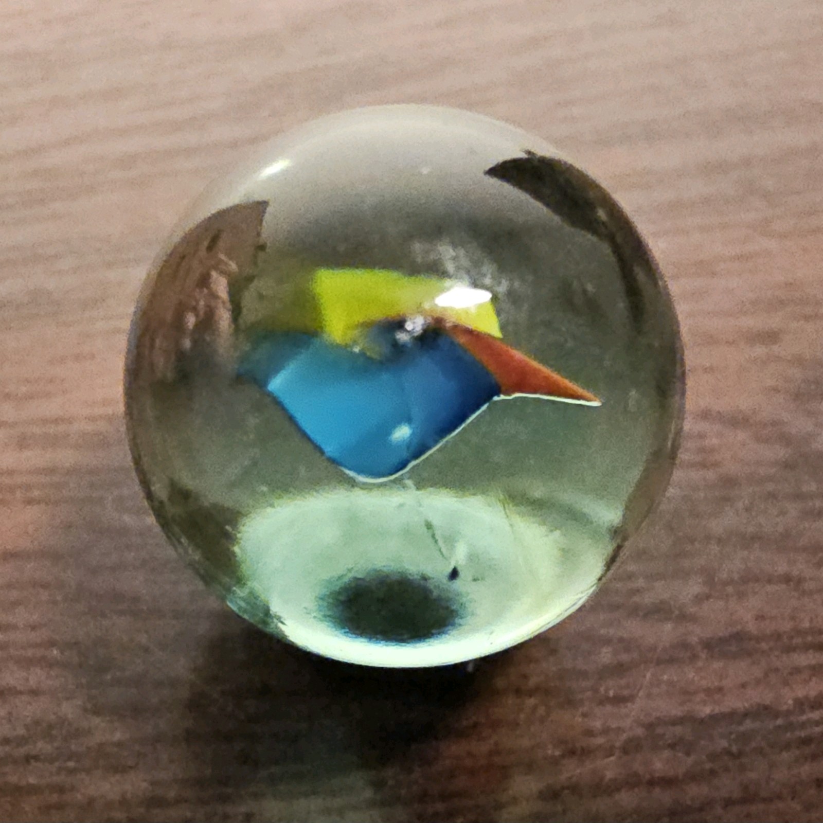Vintage Blue Yellow Red Tri-color Banana .625 Dark Coke Glass Marble