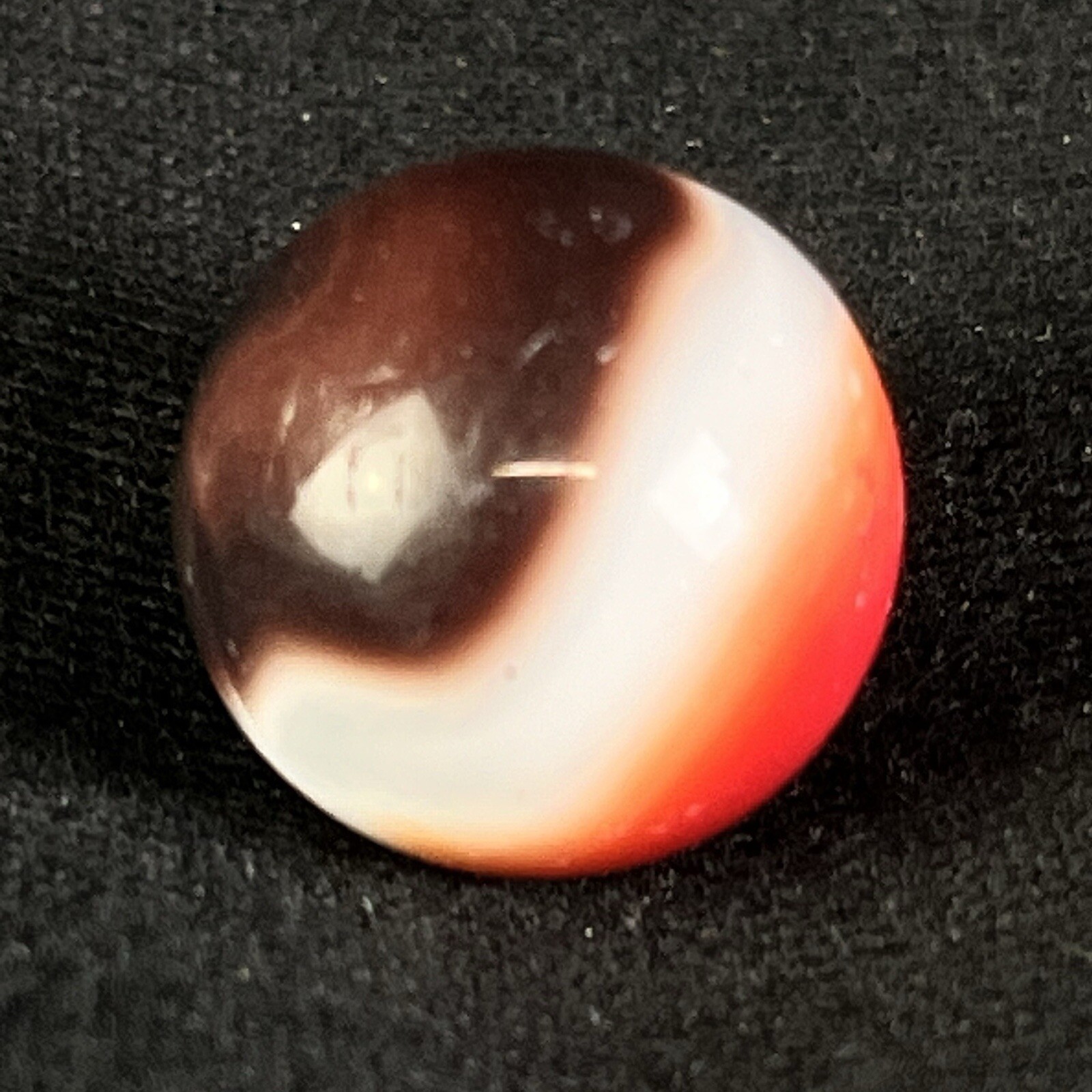 Vintage Akro Agate Peltier Art Swirl Glass Marble .62” Wite Brown Red-Orange