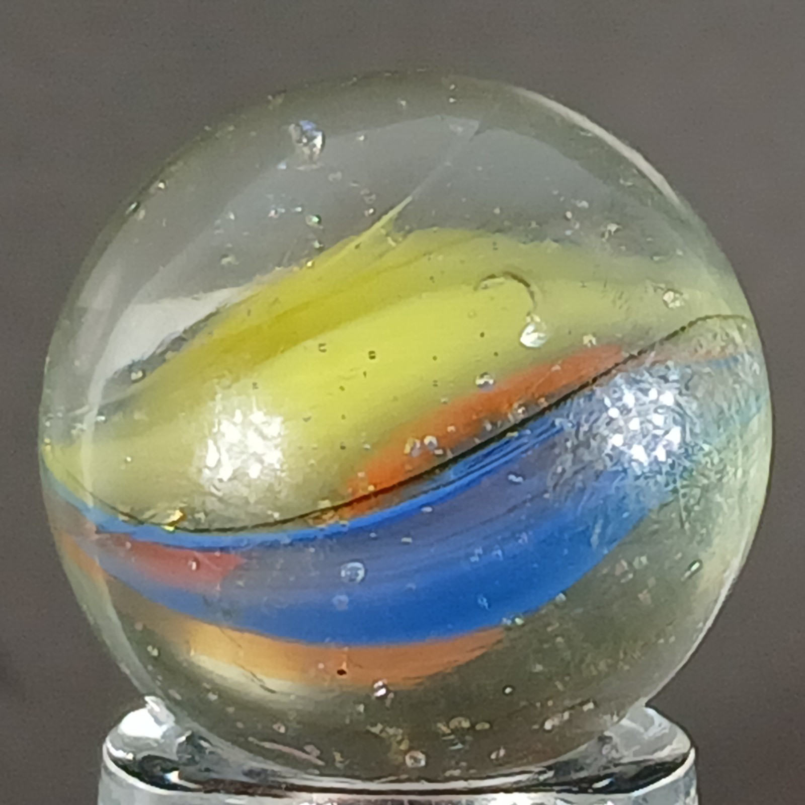 Vintage Tri-Color Hybrid Cat’s Eye Marble .59 Inches Near-Mint Condition