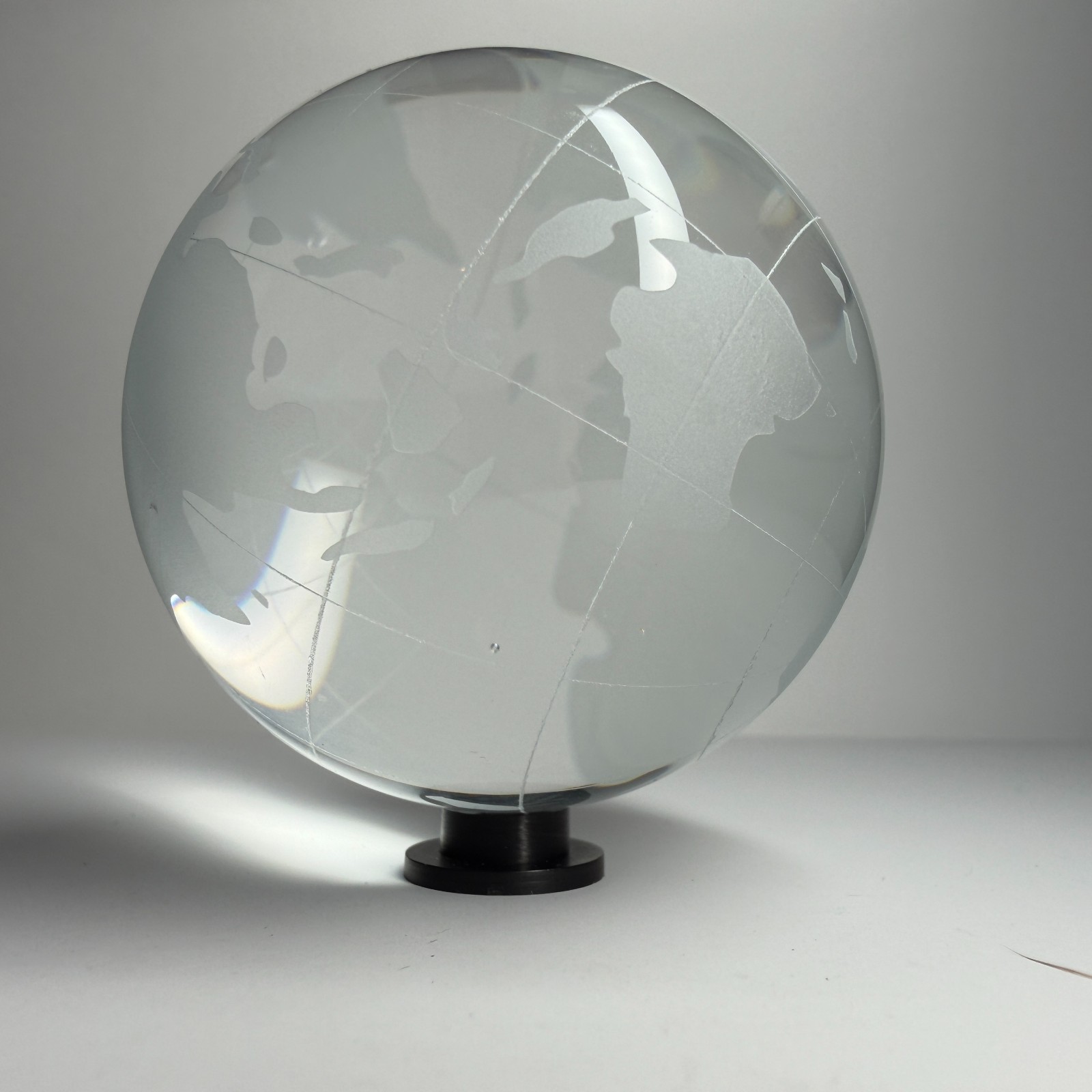 60mm Crystal World Map Earth Globe Marble 2.3″ + Stand Etched Orb Sphere