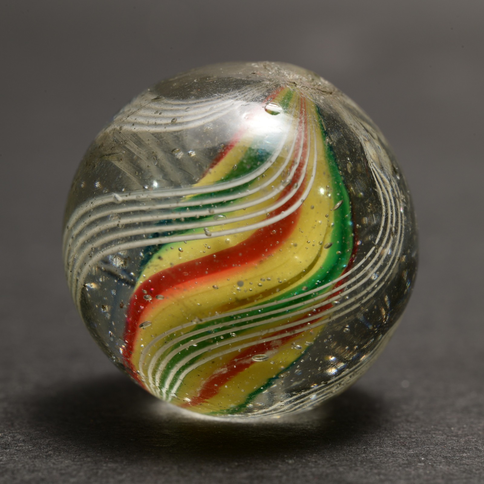 Early Solid Core German Handmade Antique Marble Custard Candy Cane 22.3mm 7/8”