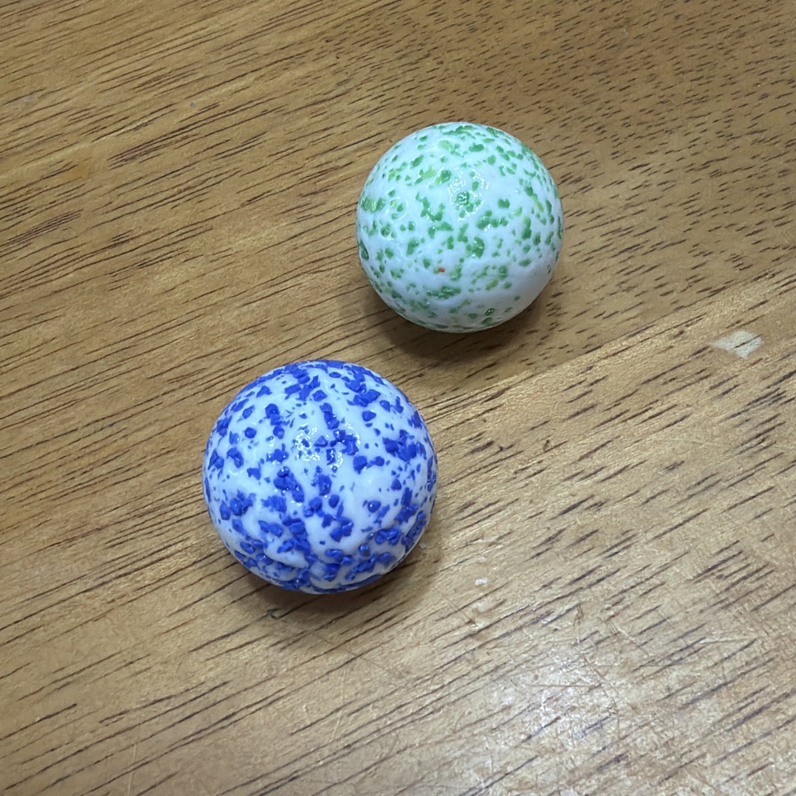 VTG Lot 2 Milk Glass Game Marble Confetti Speckled Multi-Color 5/8″, 1.5oz