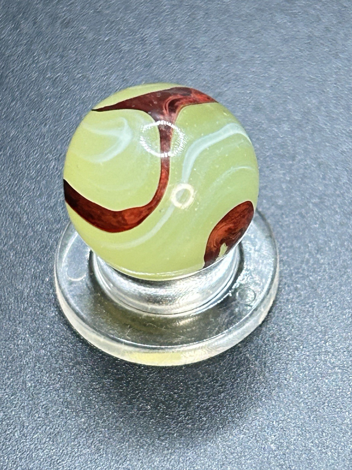 Vintage Akro Lemonade Oxblood Marble UV Lashes w/ Wide Oxblood Pattern 0.629”
