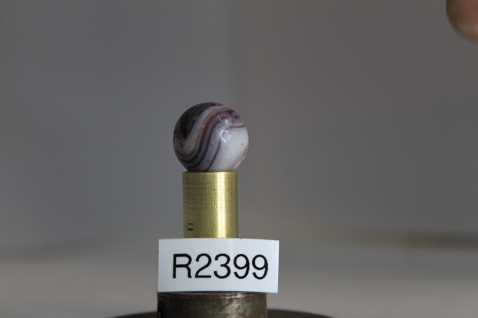 CHRISTENSEN AGATE MARBLE COLD ROLLED PURPLE OPAQUE WHITE 11/16″ CIRCA 1925-1933