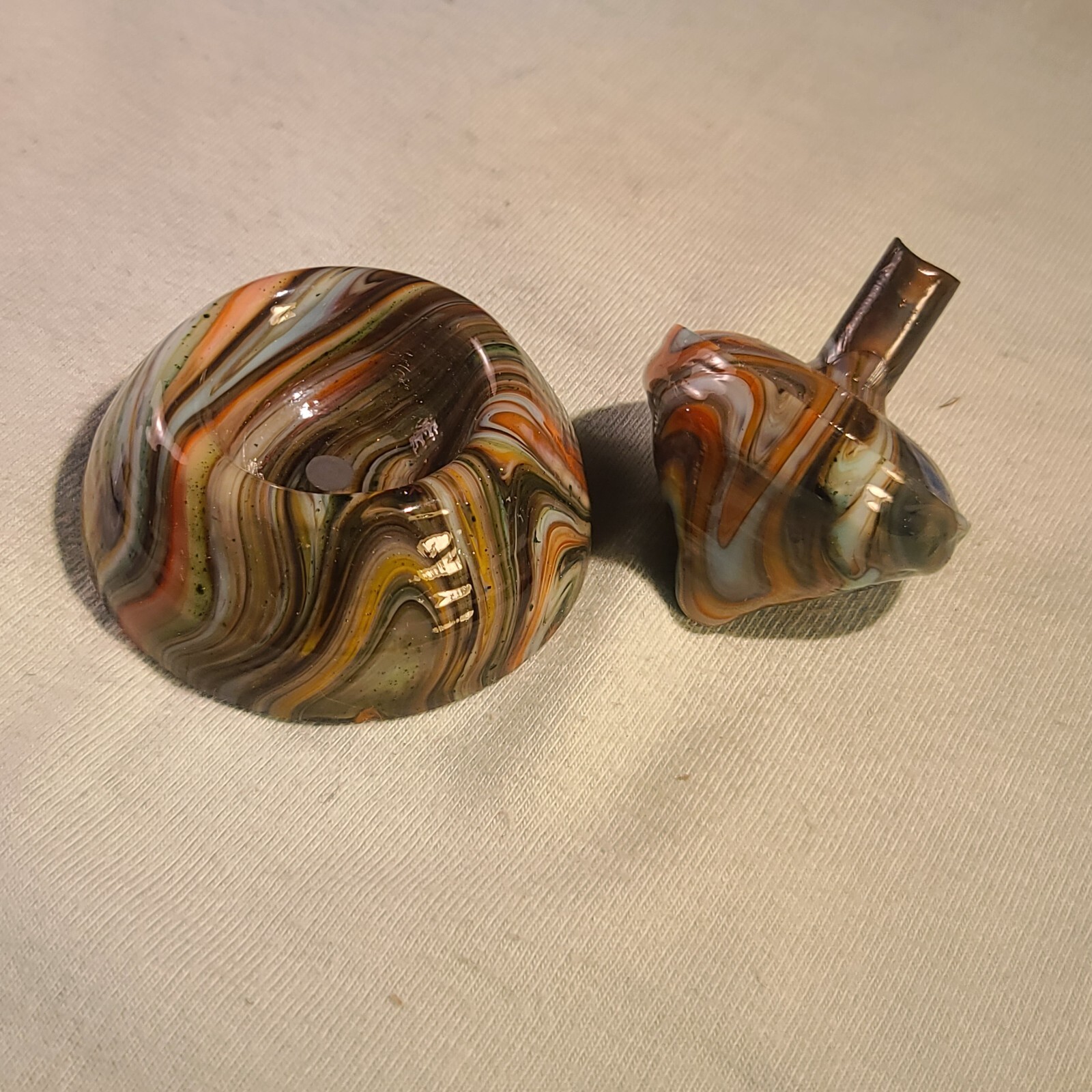 ANDY DAVIS, Glass Art Spinning Top & Base, Tom Jinks Run (?), #259A