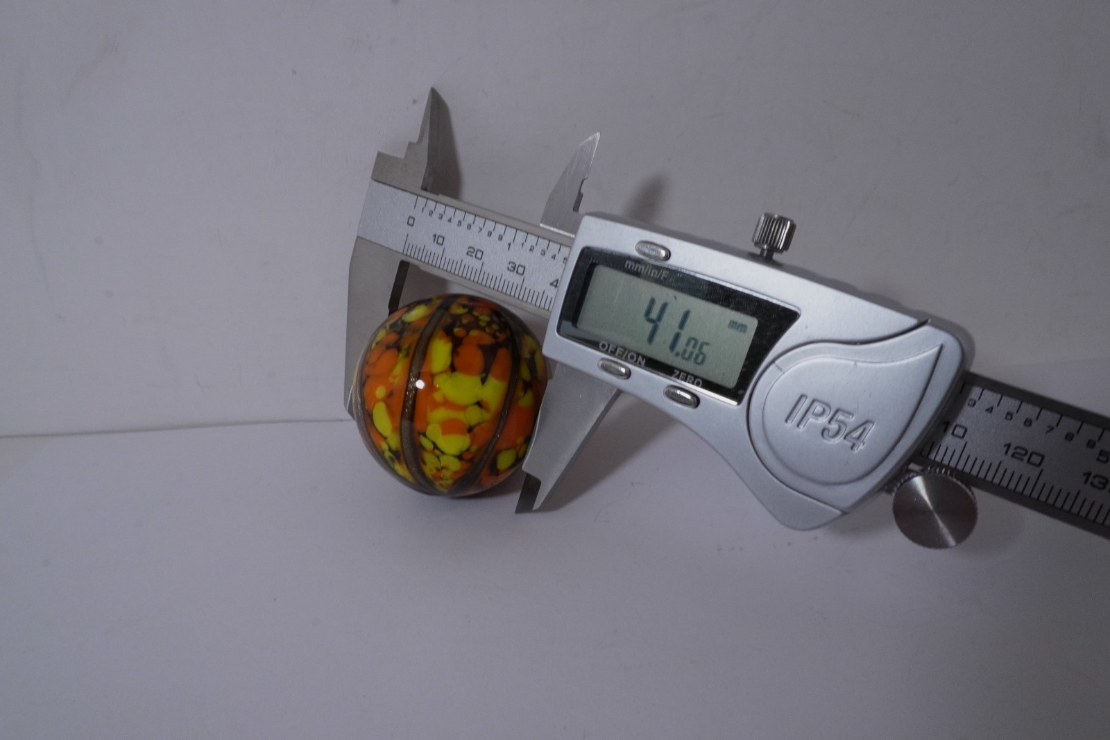 A Lovely New Rainbow Colored Handmade Guinea Glass Marble 41 MM = 1-9/16″ Dia.