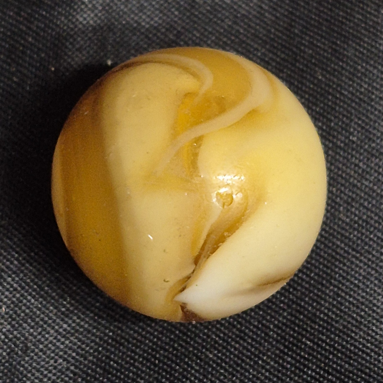 Vintage Amber White Slag Swirl Glass Marble 0.78″ Shooter Akro Agate Alley CAC