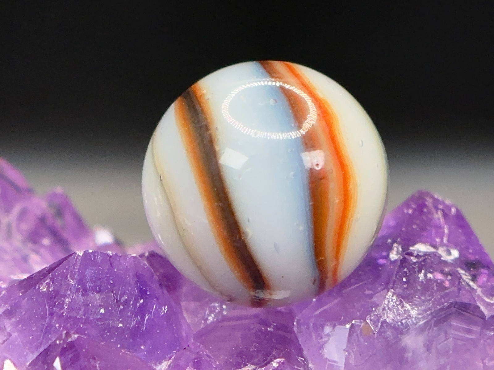 EPIC Vintage Peltier Glass Rainbo Blended Marble – UNUSUAL COLORS – .64″ Mint-