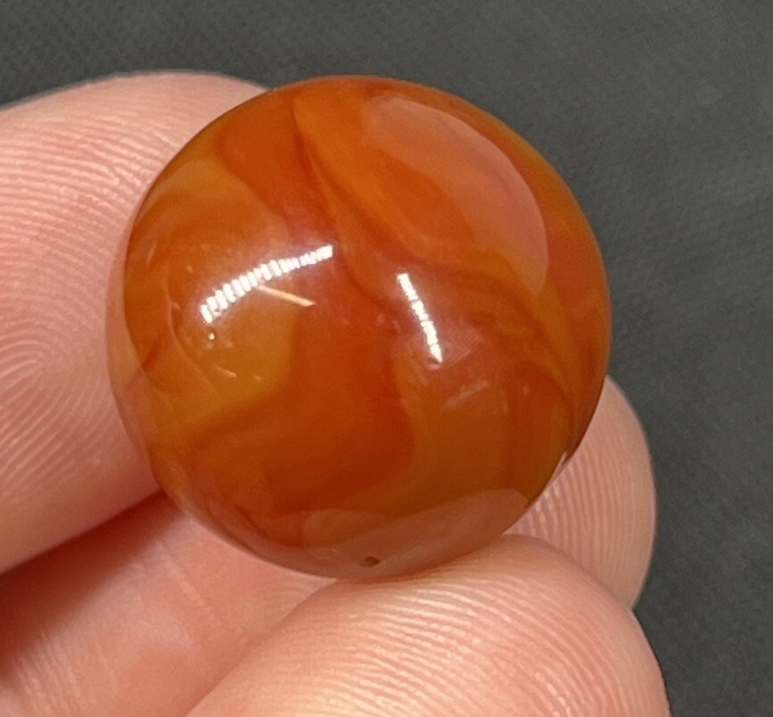 Vintage Agate Christensen Peltier Art Glass Swirl Marble .61” Dark Orange