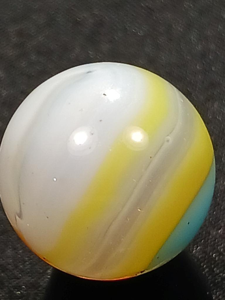 Vitro Agate .55″ Robins Egg Lemon Yellow Orange Tiger Eye NM Serious Marble A236