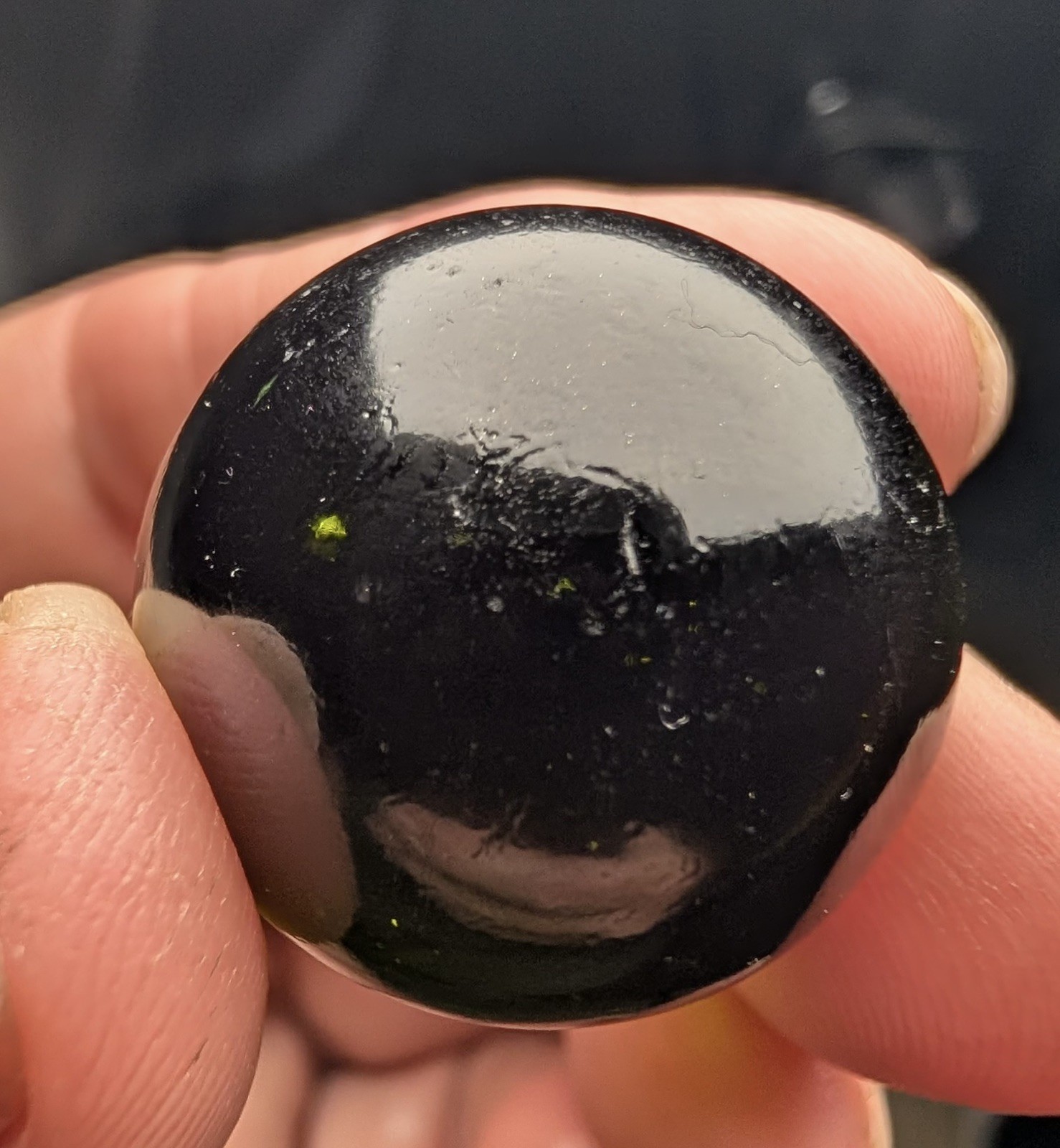 GRAIL 1.01″ German Cadmium Green Marble DAYLIGHT glow PONTIL Handmade Rare