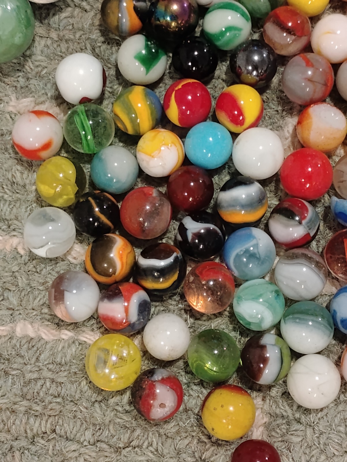 Colorful Vintage Glass Marbles Lot of 100+ with Shooter Various Designs