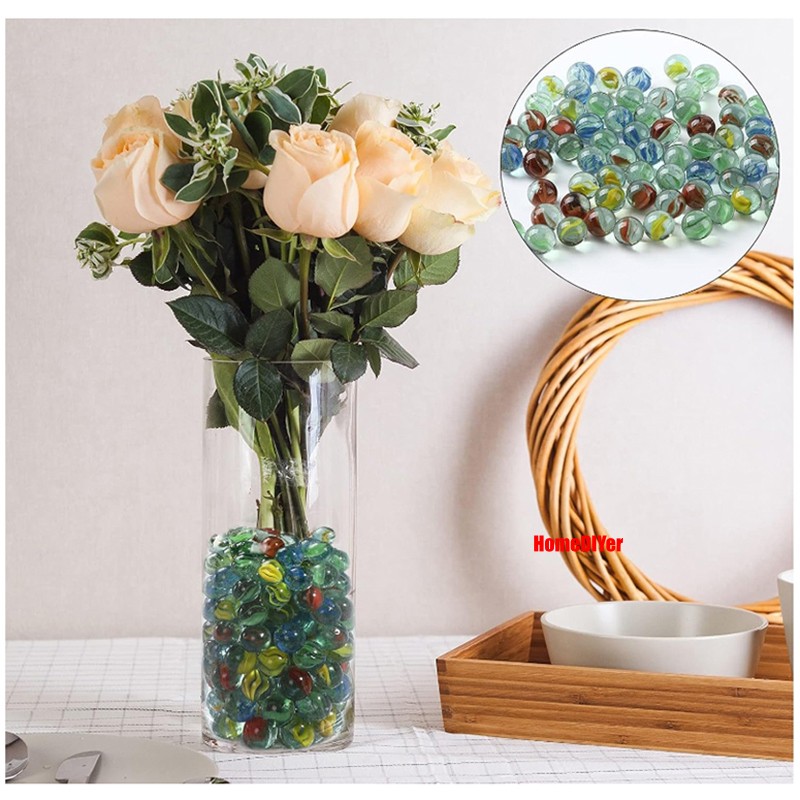 Coloured Glass Marbles Balls Traditional Kids Toys Games Fish Tanks Decoration