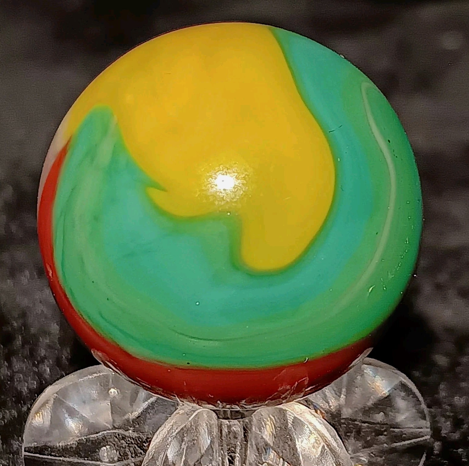 Vintage Vitro Agate Parrot Marble. .90″ Mint. 5 Colors with Aventurine. VHTF