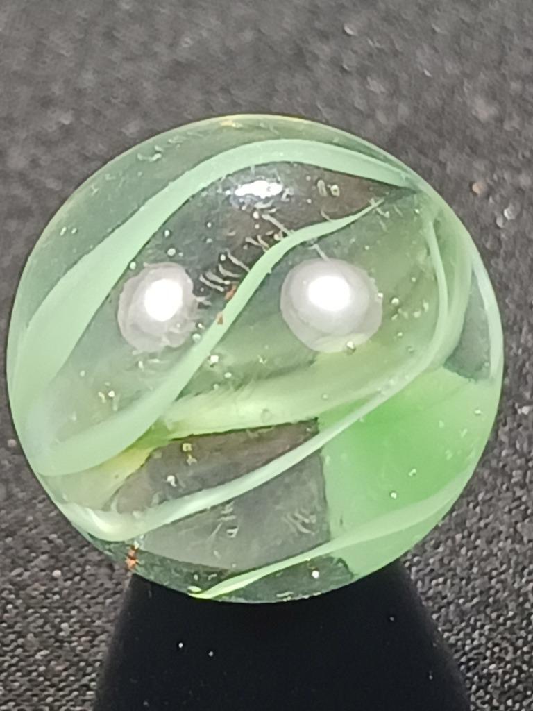 Vitro Agate .58″ Celadon Green Caged Cat’s Eye Near Mint Serious Marble A451