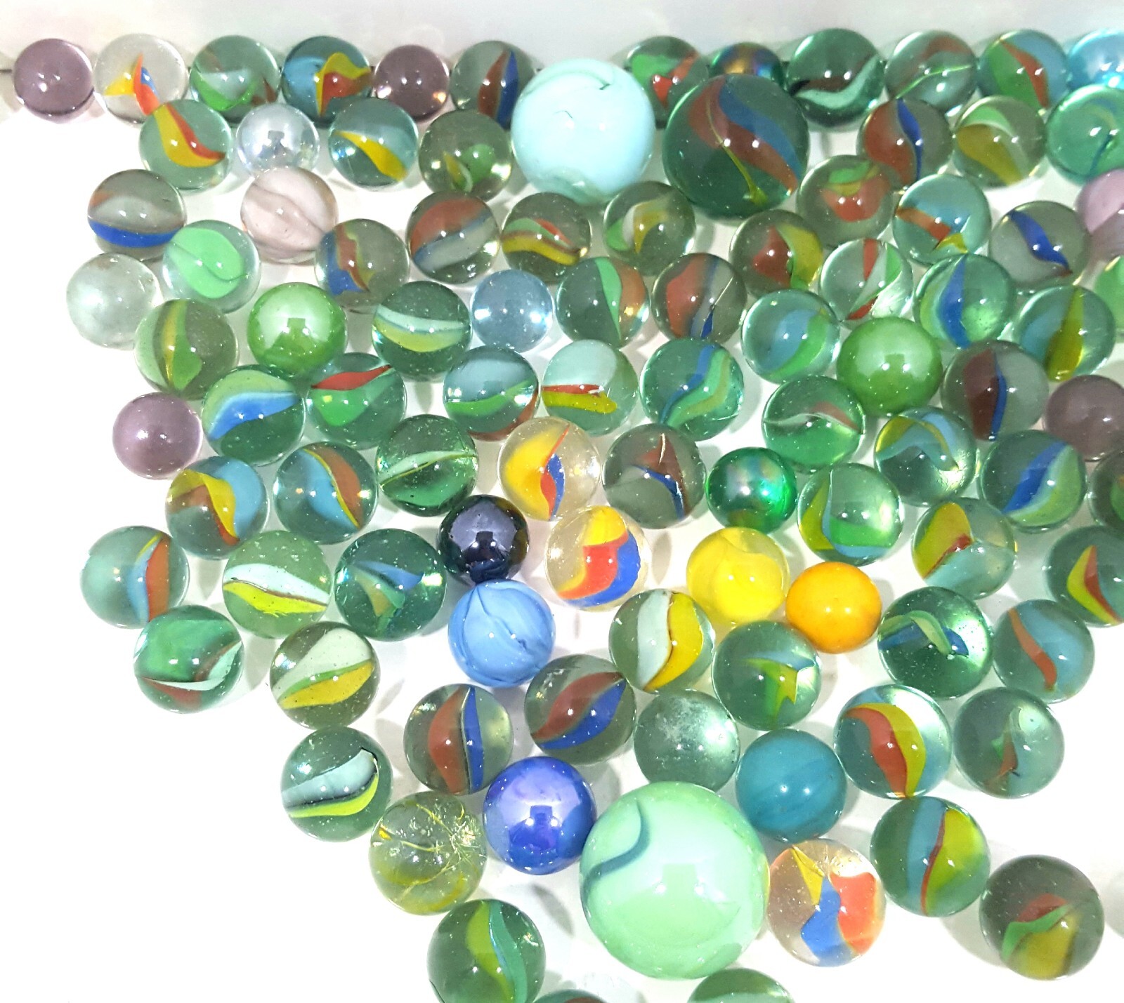 Vintage Marbles Large Lot Swirls Glass Various Colors And Styles Lot Of 118