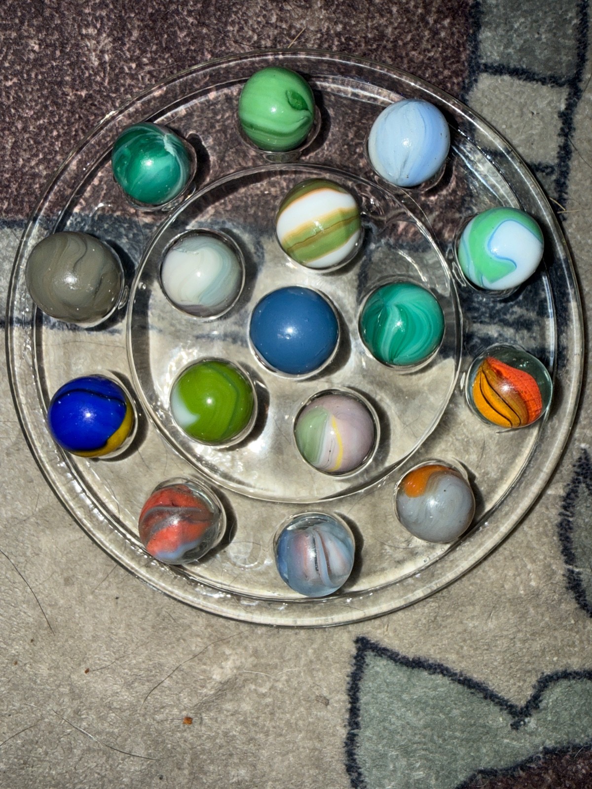 Vintage Glass Marble Estate Lot 14pc Vitro Hybrid Cats Eye Alley Swirl Peltier N