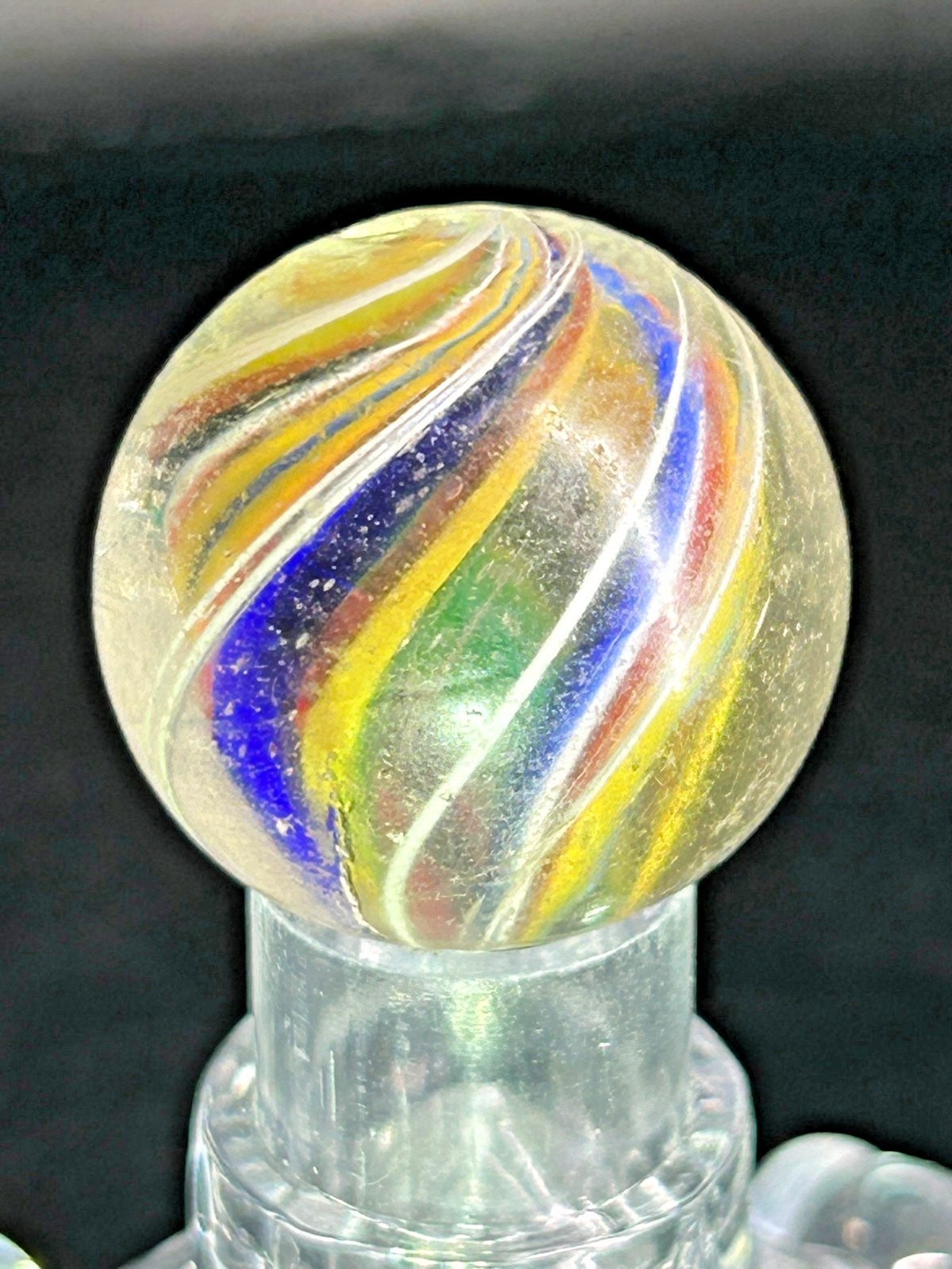 Antique Divided Core Latticino Swirl Handmade Marble 123/128″ Mint EA1