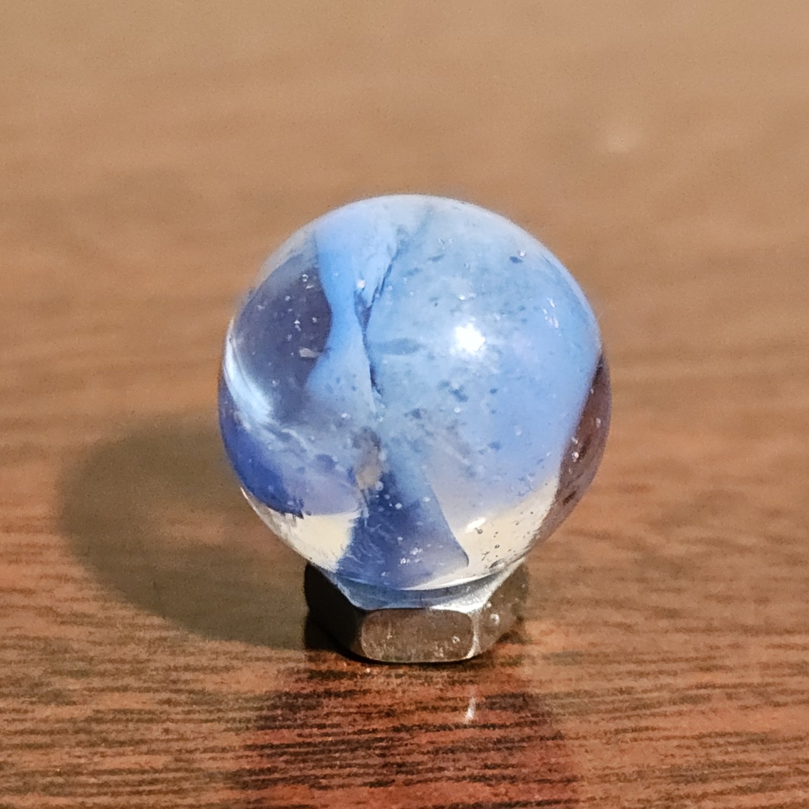 Vintage CE Bogard Blue 4 Lobe Floppy .625″ Glass Marble