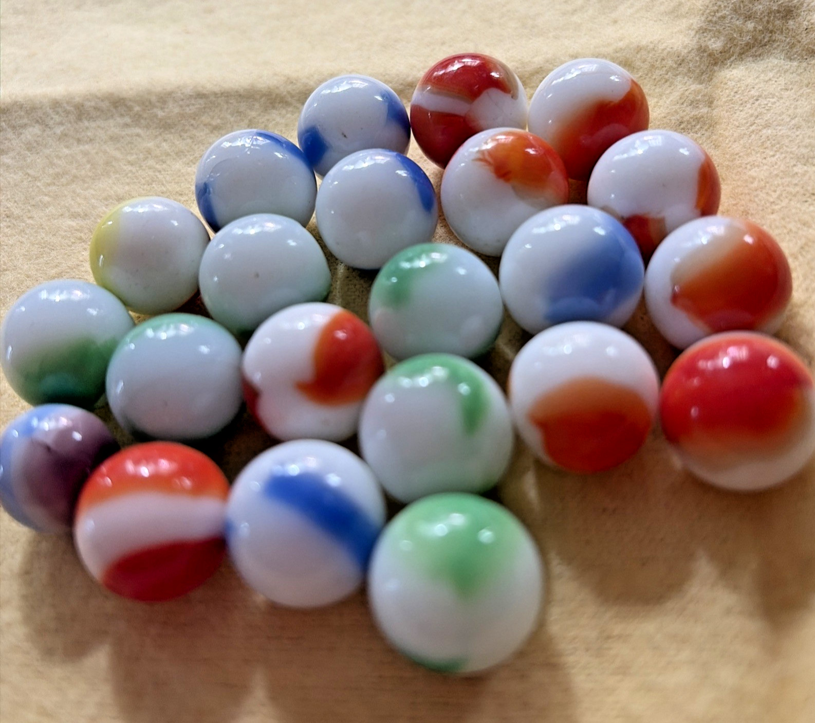 21 Vintage Opaque Swirl Glass Marbles